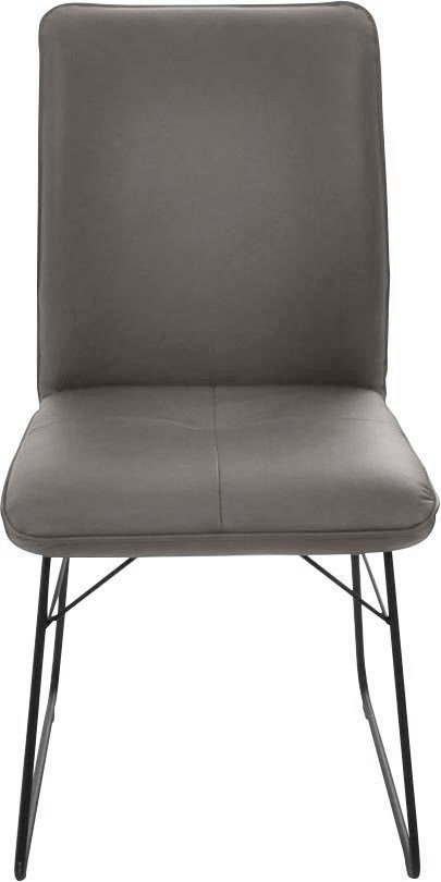 K+W Komfort & Wohnen Kufenstuhl (1 St), Drahtgestell in Metall schwarz, Griff am Rücken, Steppung im Sitz granit
