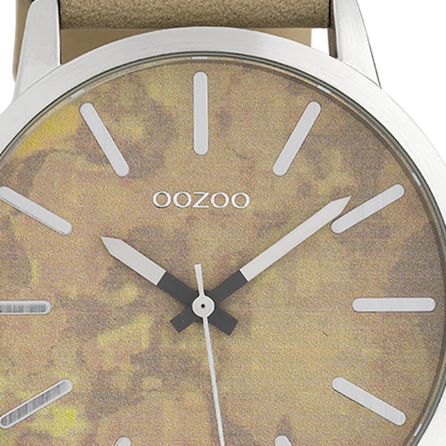 OOZOO Quarzuhr Oozoo Unisex Armbanduhr Timepieces Analog, Damen, Herrenuhr  rund, groß (ca. 45mm) Lederarmband, Fashion-Style, Indizes: stripes