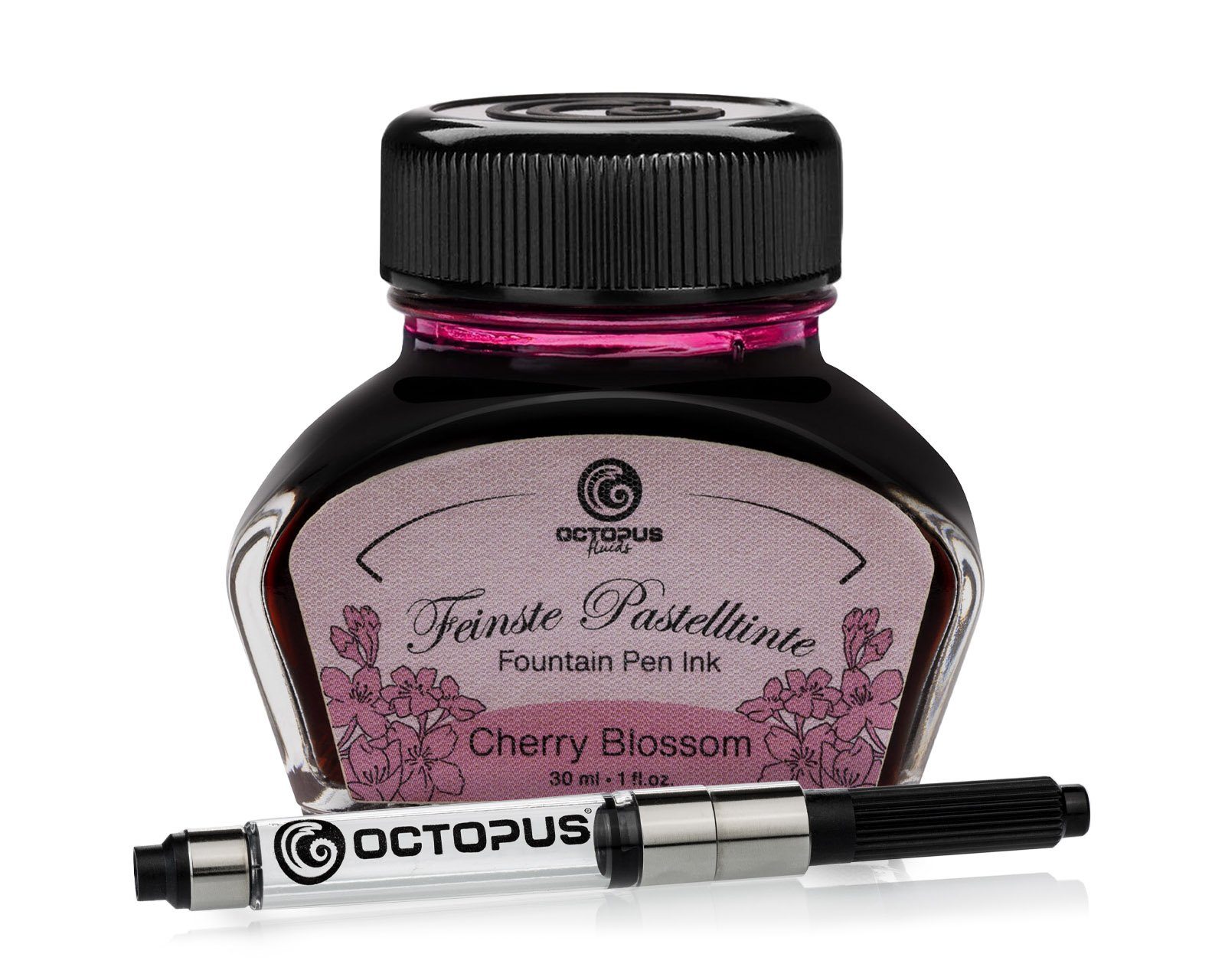 OCTOPUS Fluids Füllhaltertinte, Pastell Rosa "Cherry Blossom" 30ml mit Konverter Tintenglas (0-tlg., inklusive Konverter)