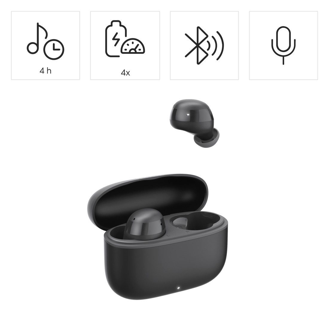 Hama True Wireless Kopfhörer In Ear, Ladecase, bis 20h Akku, Bass Boost wireless In-Ear-Kopfhörer (Sprachsteuerung, True Wireless, kompatibel mit Siri, Google Assistant, Siri, A2DP Bluetooth, SPP, HFP, AVRCP Bluetooth)