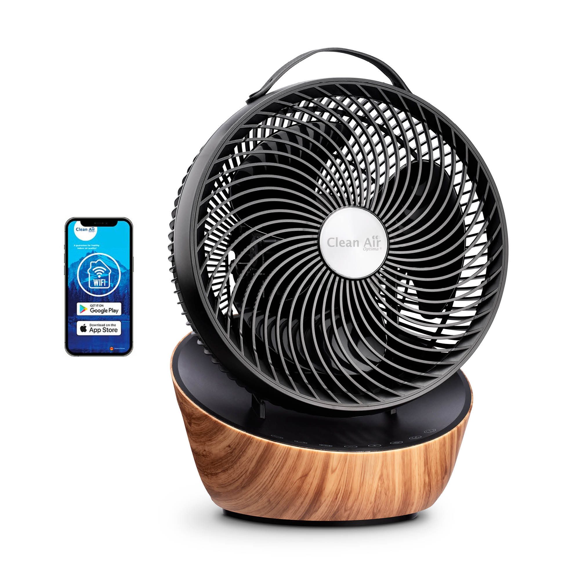 Clean Air Optima Standventilator Wood Design Zirkulator Ventilator CA-403 Smart, Äußerst leiser Lüfter