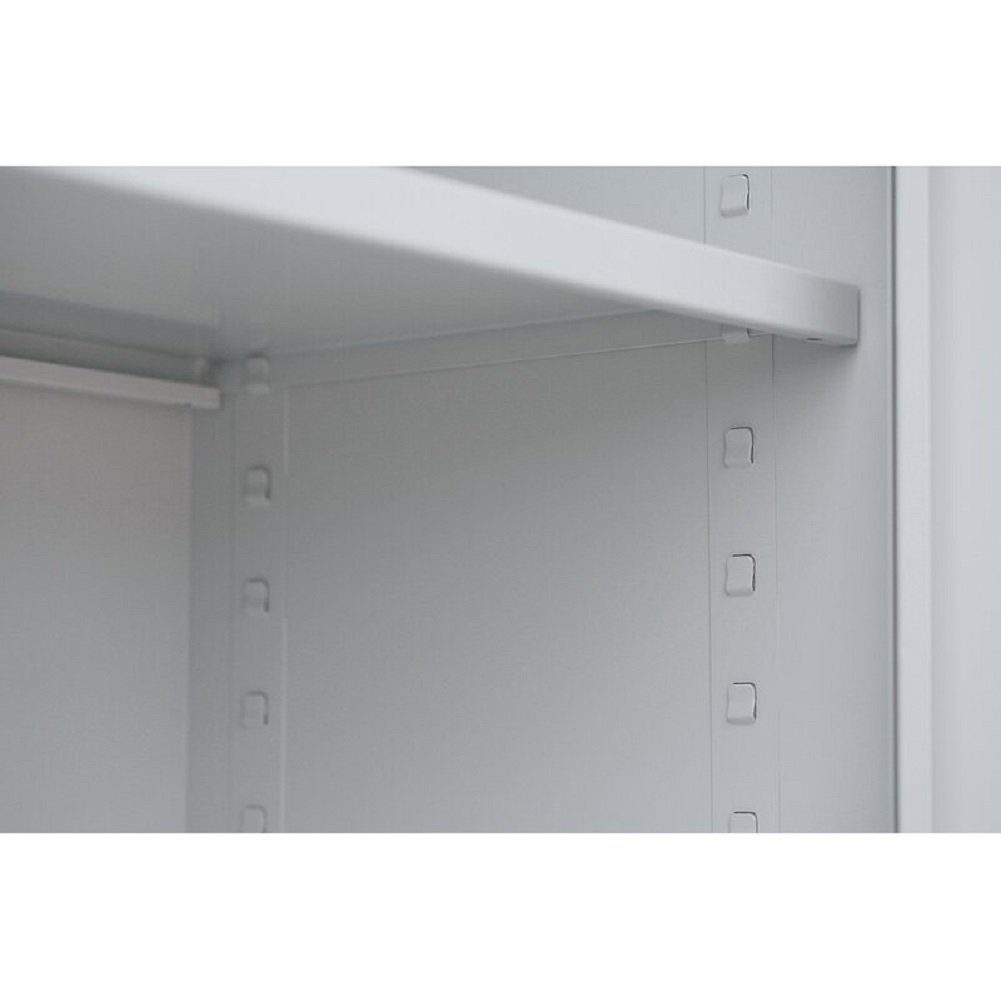 Steelboxx Korpus: keine montiert, Lichtgrau abschließbar Komplett Lichtgrau/ 7016 notwendig RAL Türen: Montage Mehrzweckschrank Anthrazitgrau (1-St) Büroschrank 7035 RAL Metallschrank | Aktenschrank 195x92,5x42,2cm