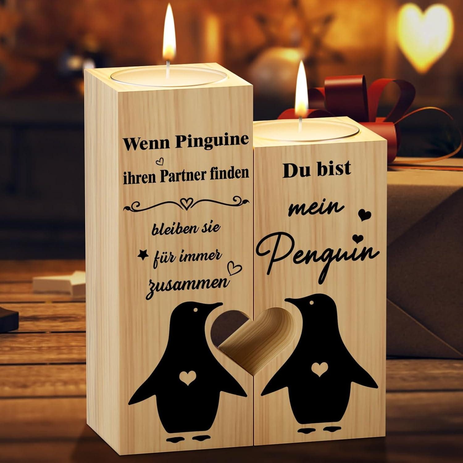 Kerzenständer Pinguin Kerzenständer Ich Liebe Dich Valentinstag Geschenk Frau Mann