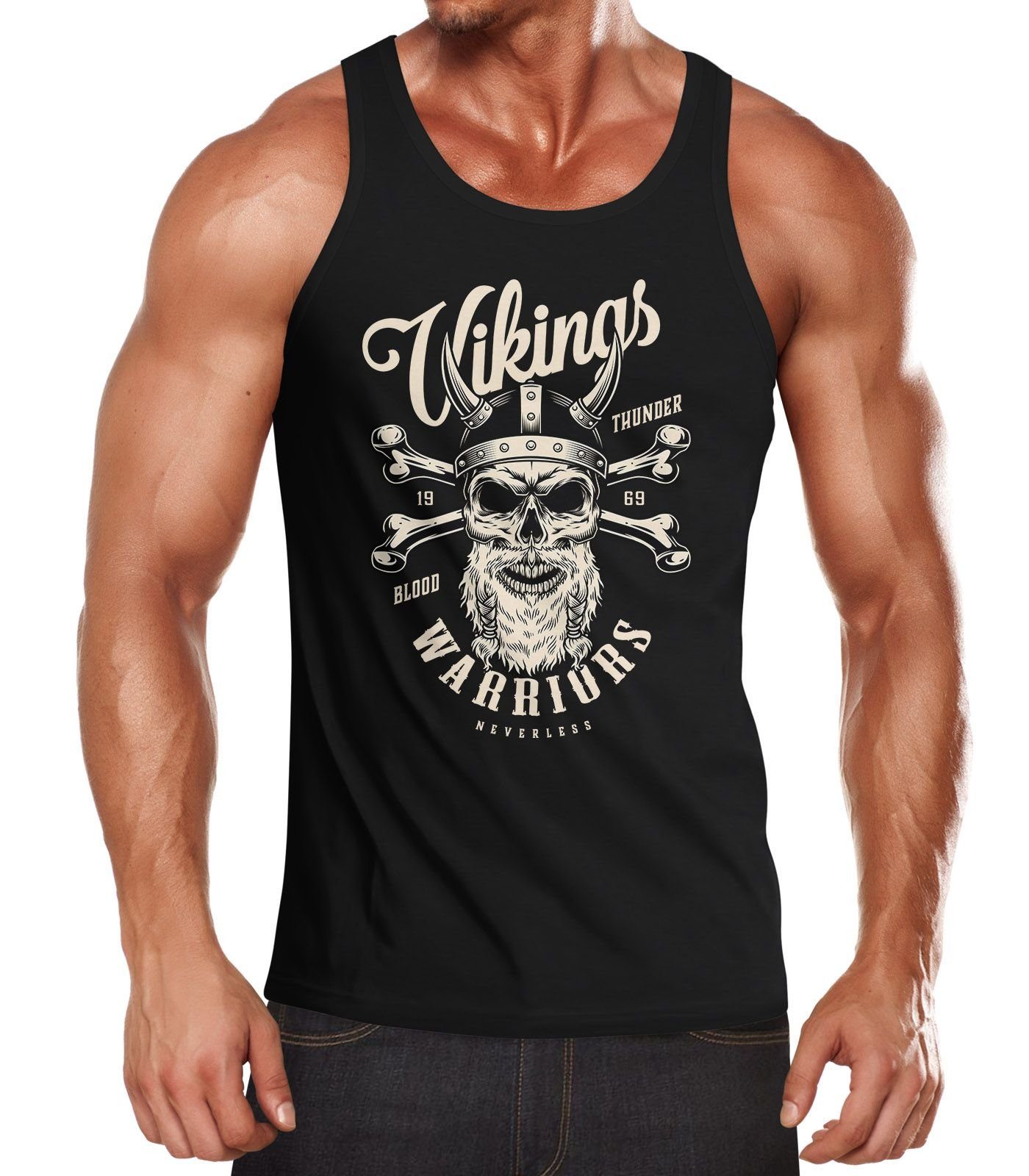 Neverless Tanktop Herren Tank-Top Vikings Skull günstig online kaufen