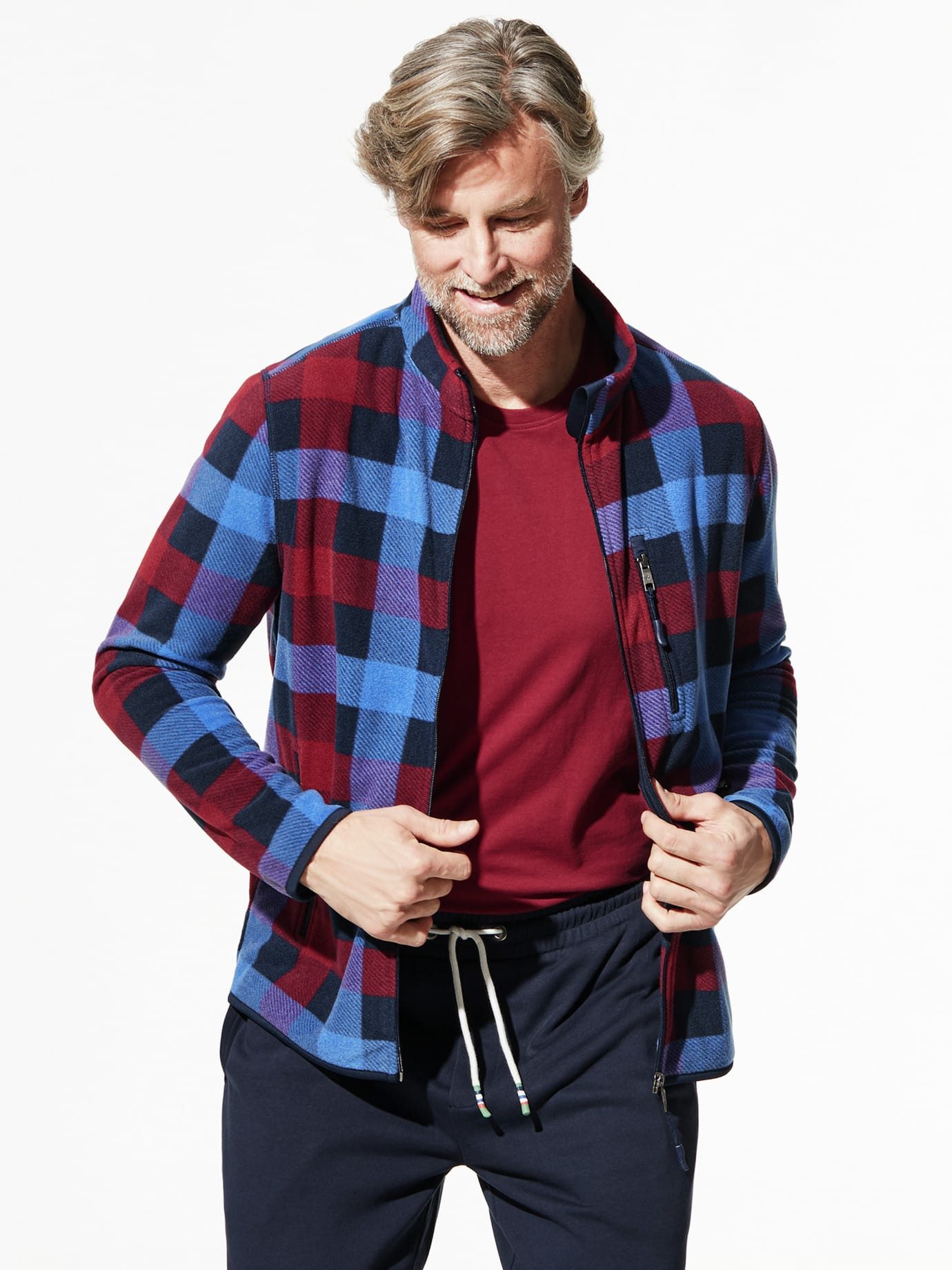 Walbusch Fleecejacke Herren Relax Fleecejacke warm 3 RV Taschen waschbar Ultraleicht Fleece, atmungsaktiv, pflegeleicht, Umlegekragen Kurzgröße