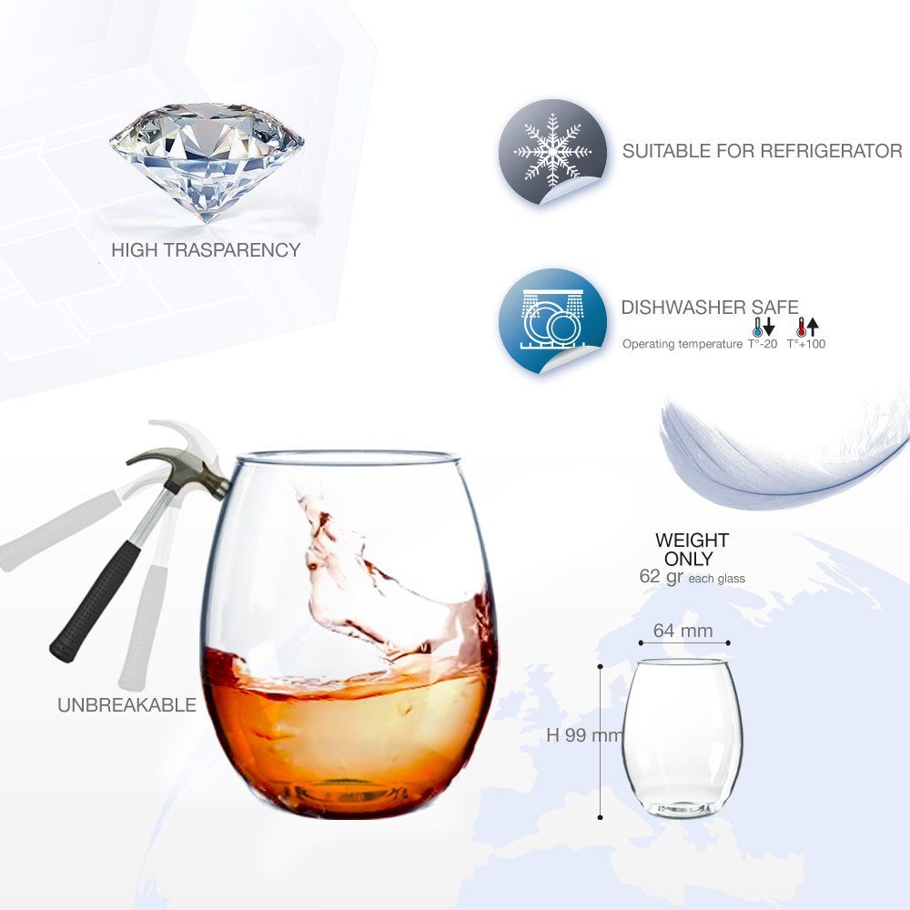 Doimoflair Weinglas Doimoflair Weingläser Cocktailglas aus Plastik bruchsicher Transparent, 2-tlg.