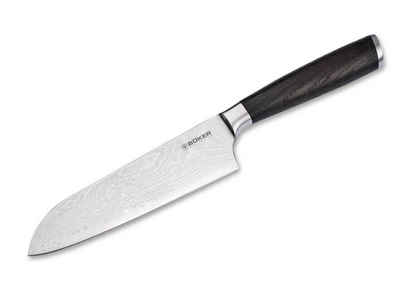 Böker Universalküchenmesser Böker Manufaktur Solingen Meisterklinge Damast Santoku, Damaststahl mit VG-10 Kern