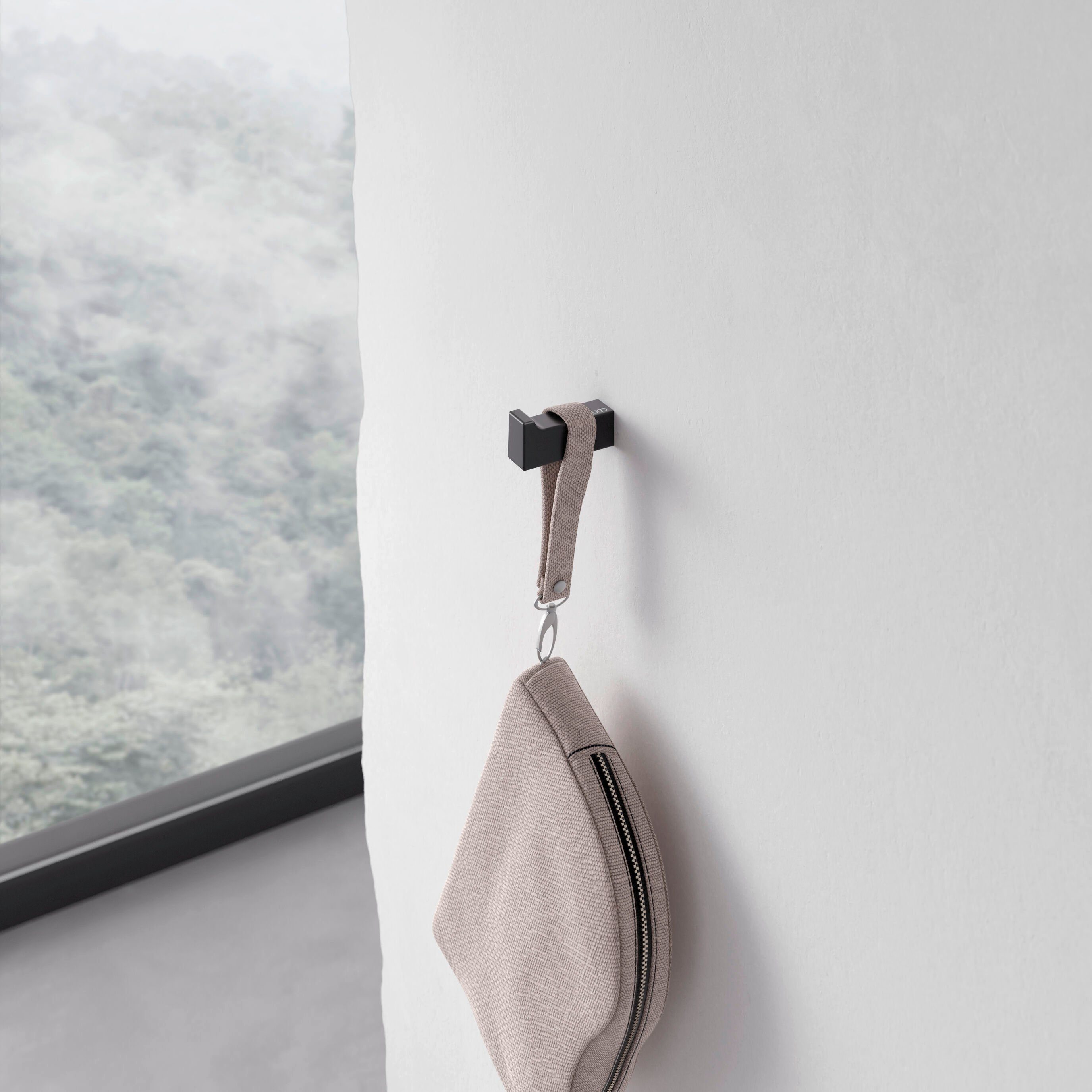 Keuco Крючок для полотенец Edition 11, aus Metall, schwarz-matt, rund, für Badezimmer und Gäste-WC, Wandhaken