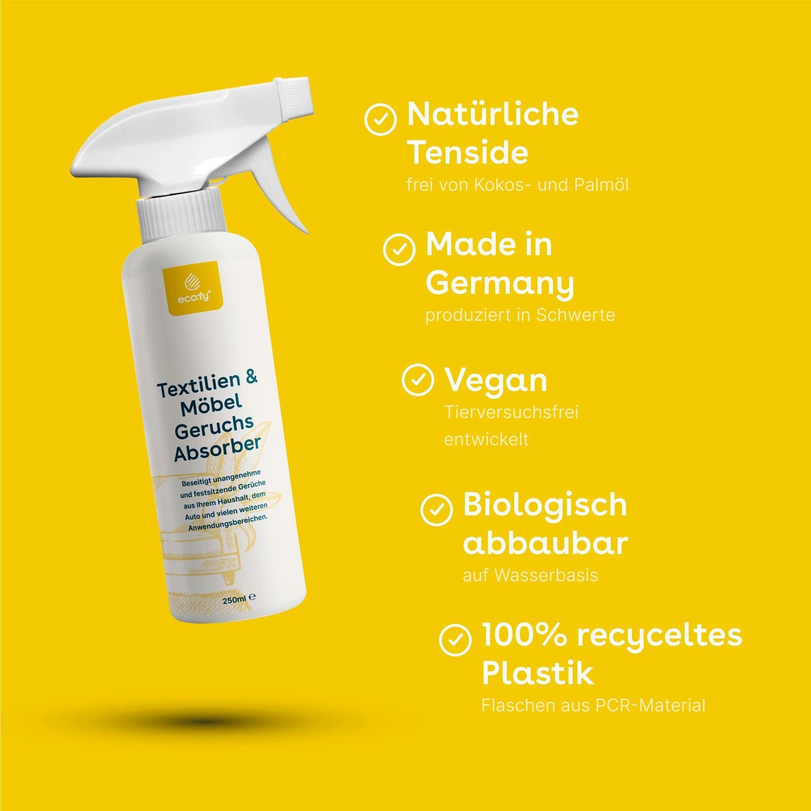 Textilien- & effektiv Möbel-Geruchsabsorber nachhaltig) Chemikalien, eco:fy und (Ohne Flüssigreiniger schädliche