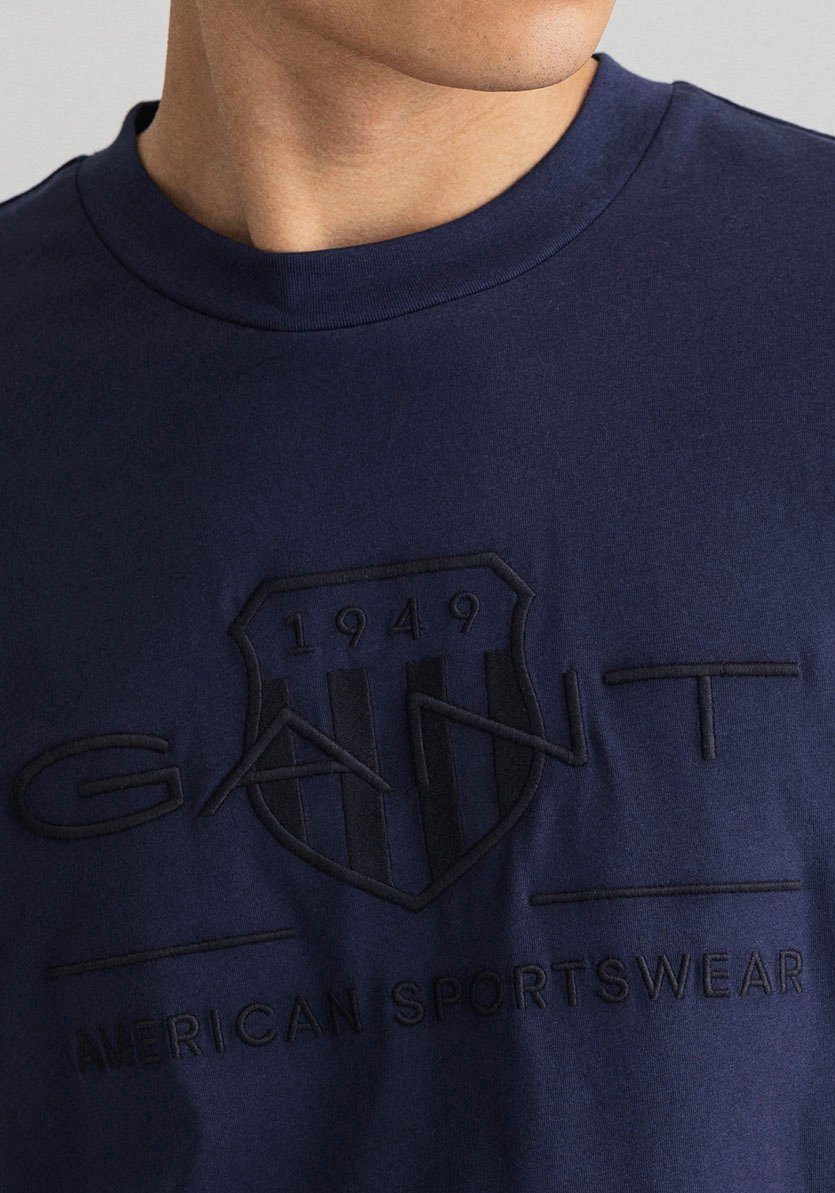 Gant D.1 blue der GANT PRIDE evening PIQUE Logostickerei auf mit Brust T-Shirt