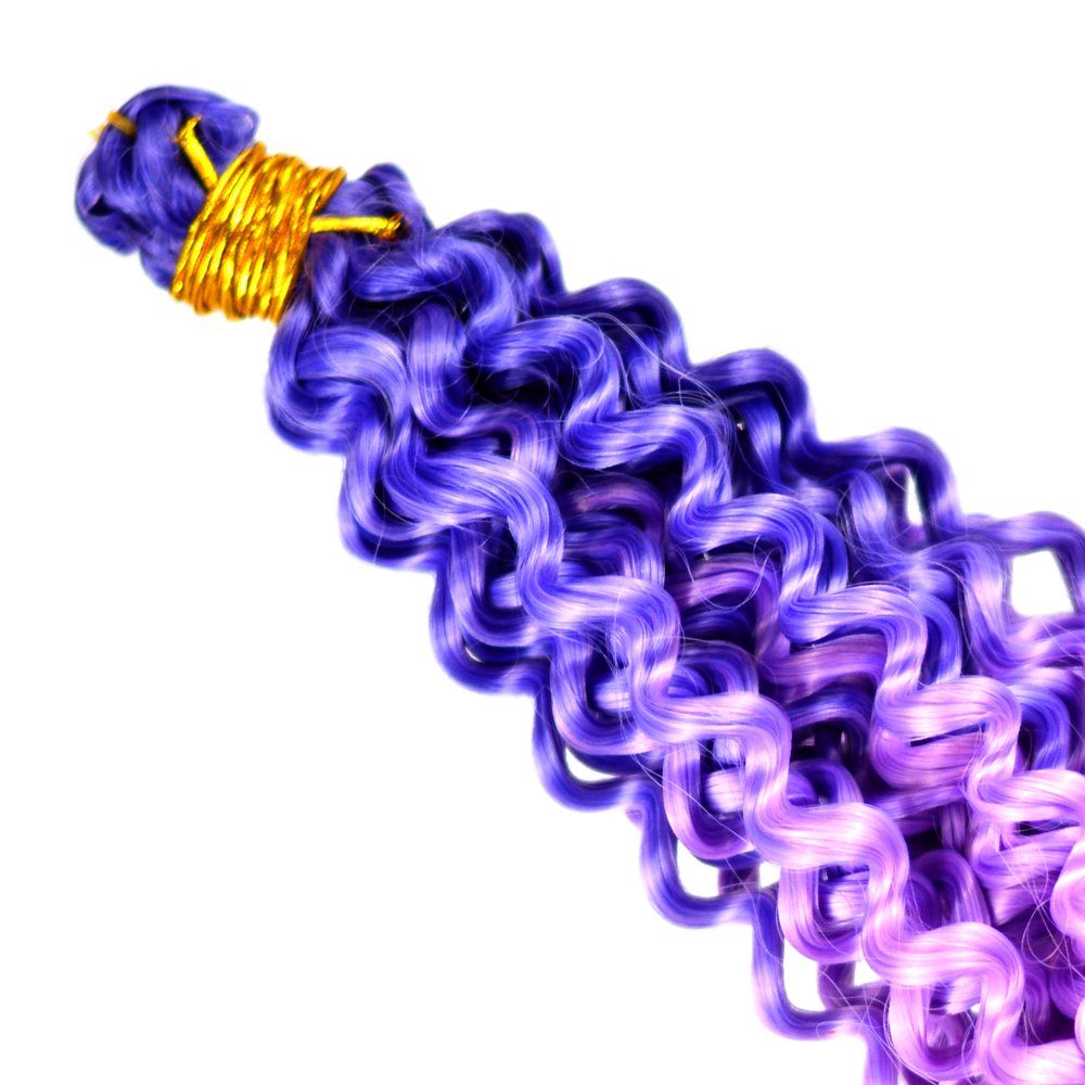 Zöpfe 21-WS Kunsthaar-Extension Ombre Deep Braids BRAIDS! Blauviolett-Hellviolett YOUR Crochet Wellig 3er Pack Flechthaar Wave MyBraids