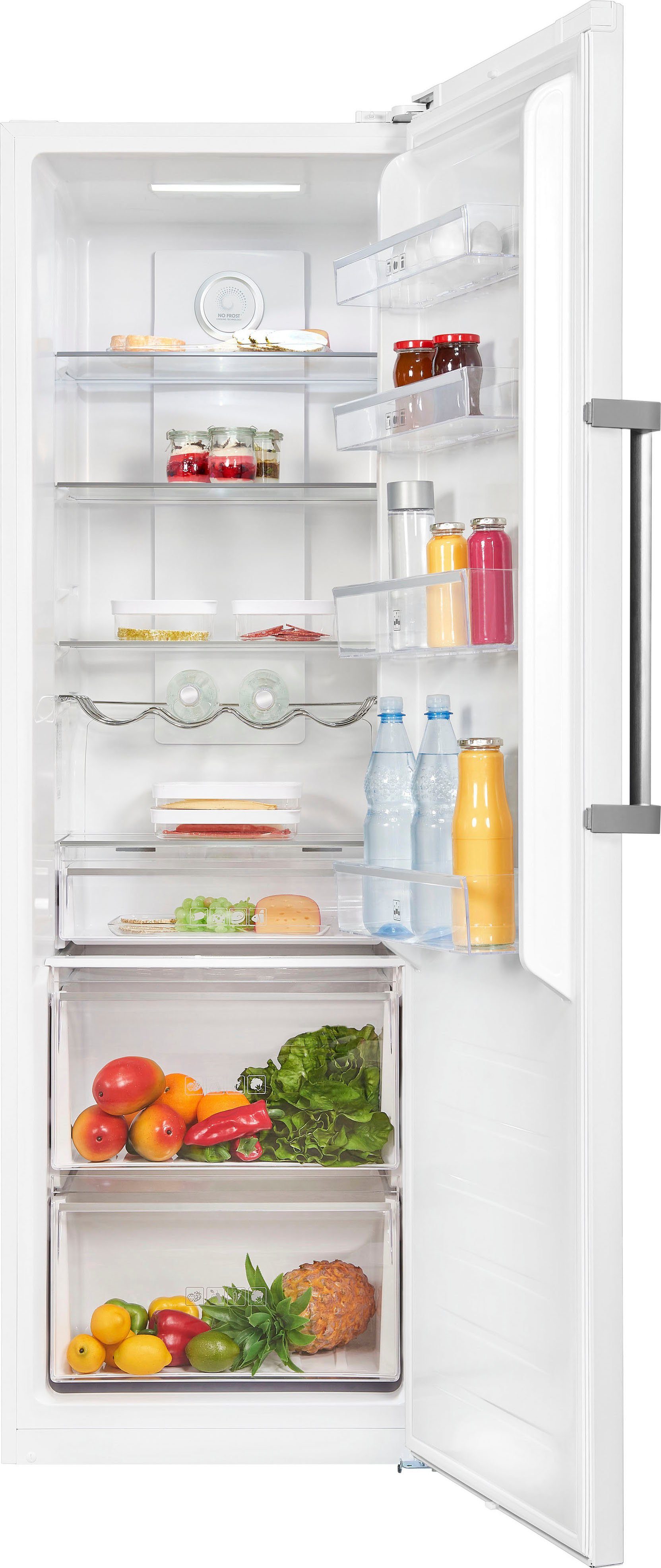 exquisit Vollraumkühlschrank KS360-V-HE-040D, 185 cm hoch, 60 cm breit, 359 Liter Nutzinhalt, NoFrost, Display