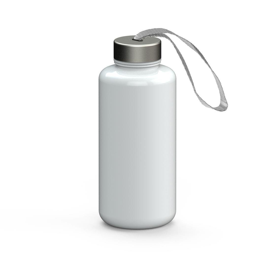 elasto Trinkflasche 1 L Wasserflasche "Pure" Tritanflasche mit Trägerband, Made in Germany, BPA-frei, Sportflasche, kohlensäurehaltige Getränke