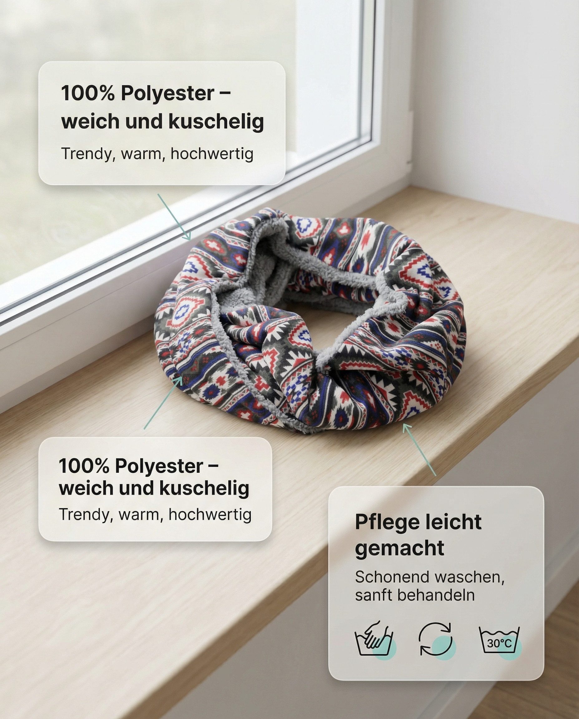 Sunsa Fleeceschal Sunsa Schlauchschal Winter Loopschal. Fleece Halstuch., 2 Lagig