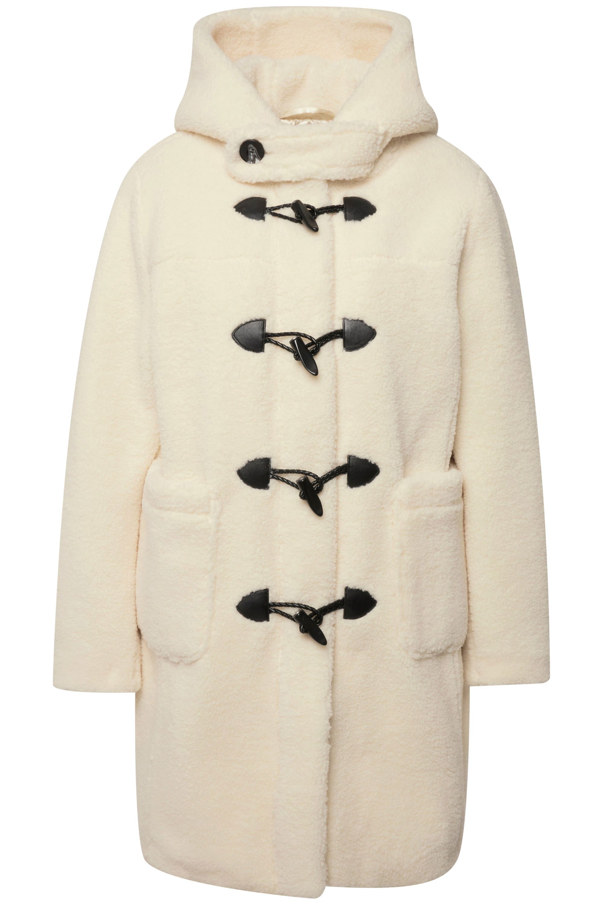 Ulla Popken Wintermantel Teddy-Dufflecoat Kapuze Knelbelknöpfe günstig online kaufen