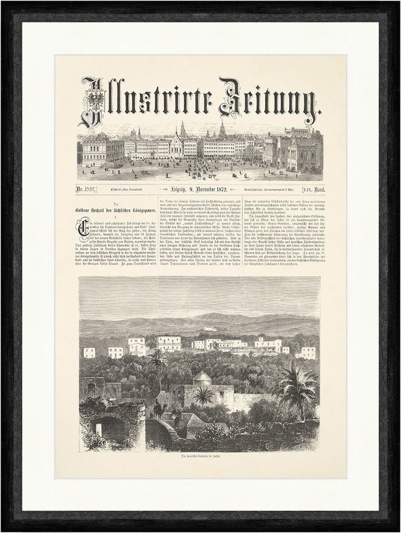 BillerAntik Kunstdruck Die deutsche Colonie in Jaffa Deutsches Reich Israel Tel Aviv Faksimil, (1 St)