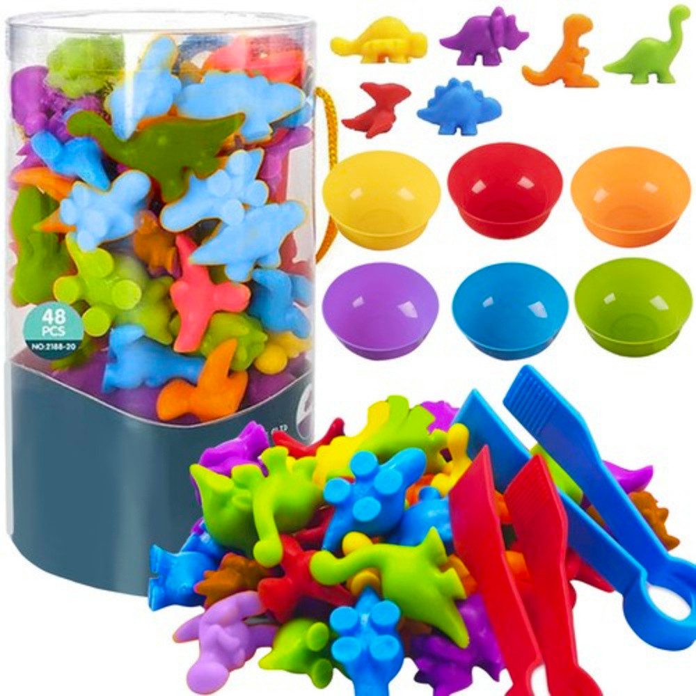 KRUZZEL Puzzle-Sortierschale Kinderspielzeug Dinosaurier, (Spar-Set, 1-tlg., Lernspielzeug), Zahlen und Farben lernen