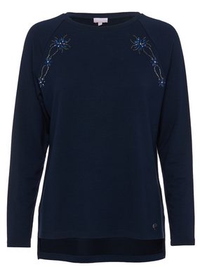 MONACO blue WEEKEND Sweatshirt Langarmshirt figurumspielend mit Kristallblütenapplikation