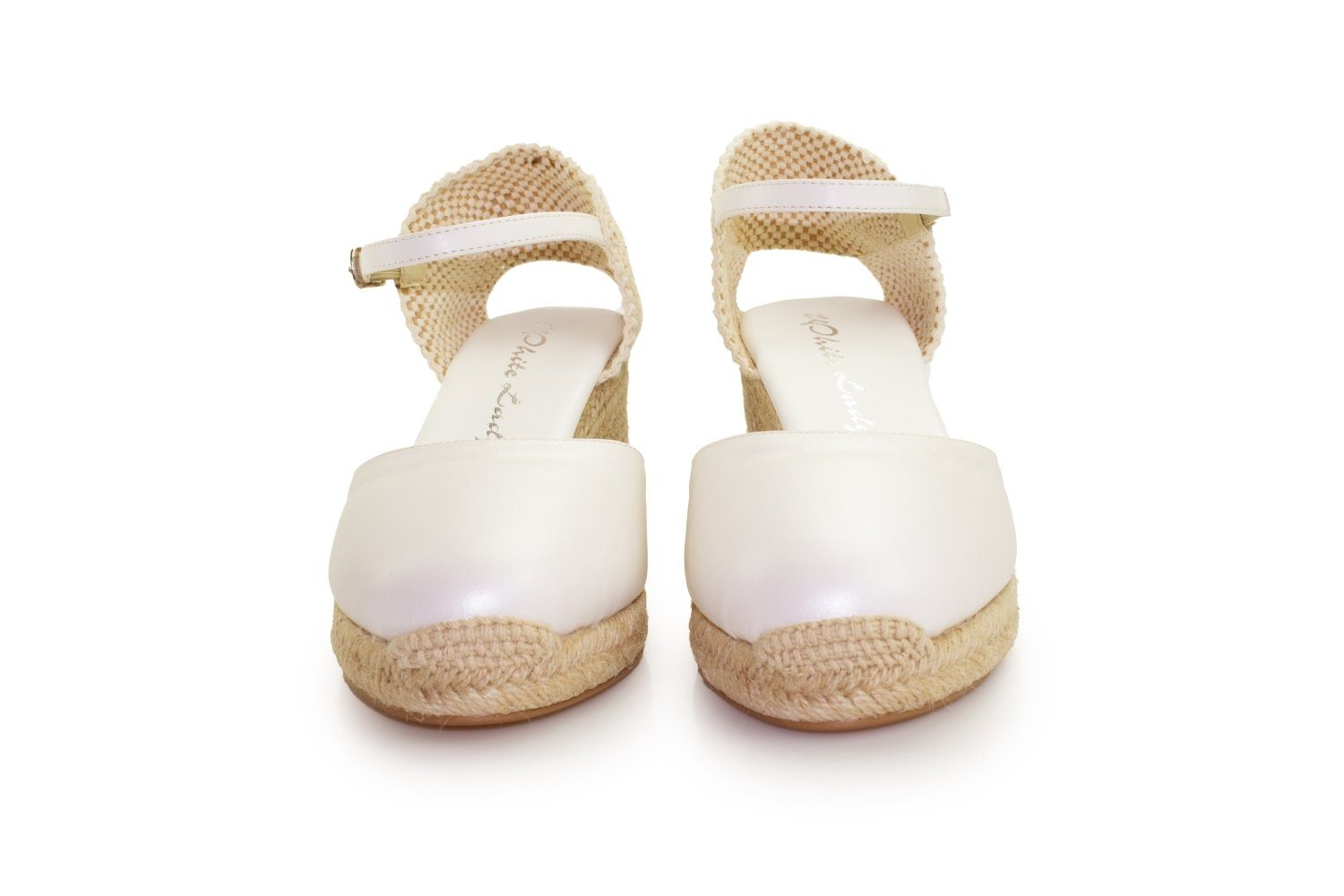 White Lady 940 offwhite Leder - Brautschuh Keilsandalette – Bild 4 von 5