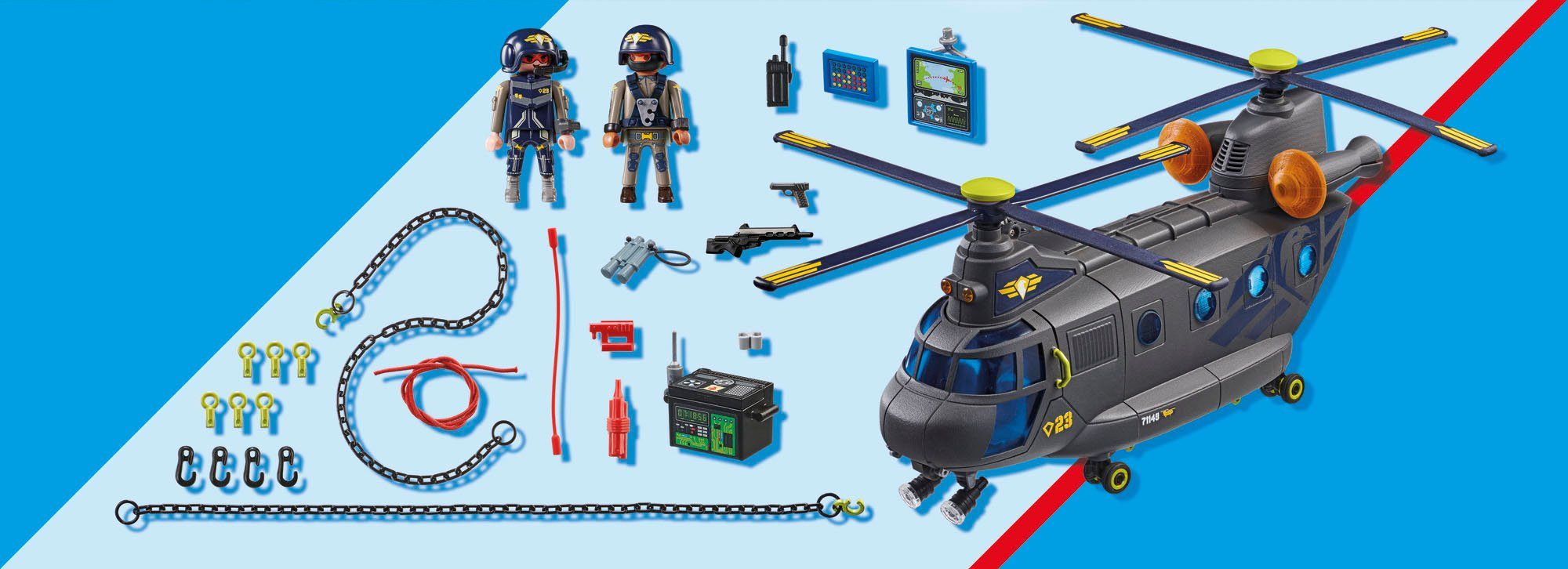 Playmobil® SWAT-Rettungshelikopter (71149), My Action Heroes Konstruktions-Spielset, (117 St), Made in Europe, mit Licht und Sound – Bild 5 von 5