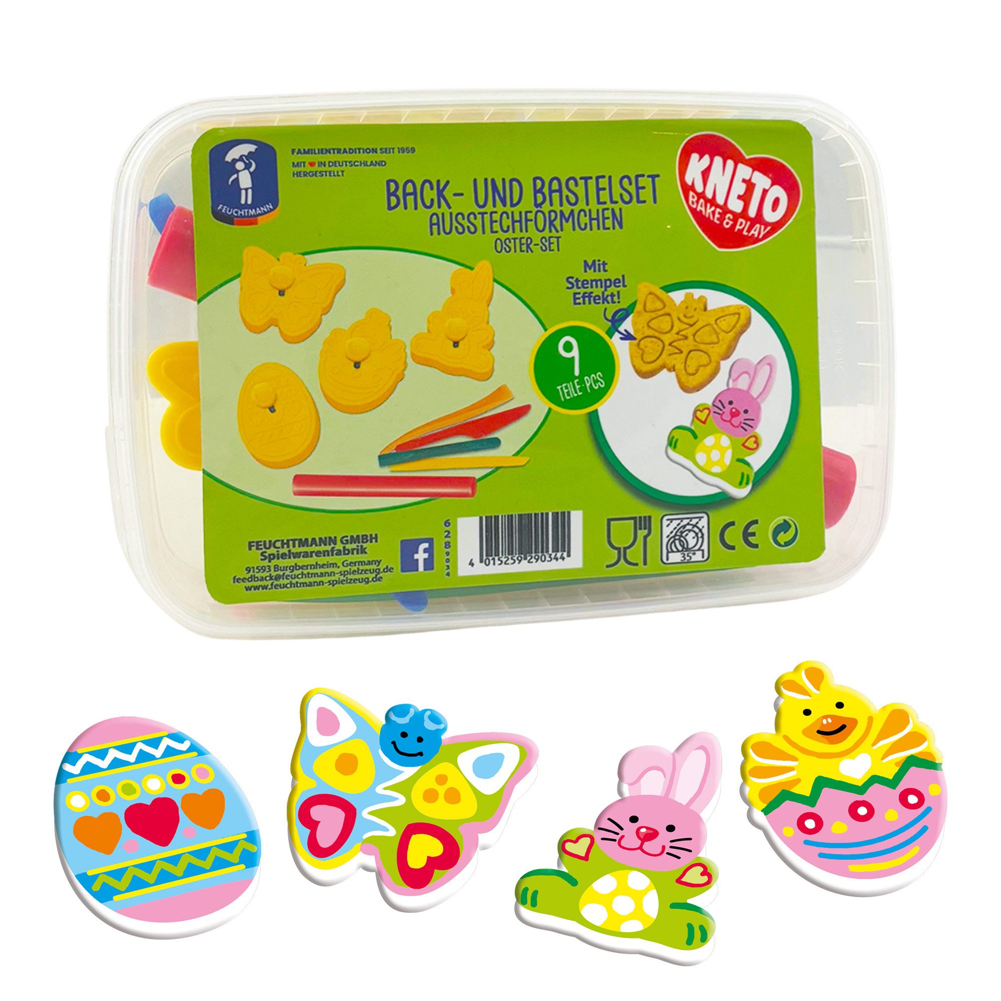 Feuchtmann Knetform-Set KNETO Bake & Play, Kinder Back- und Bastel-Set Ostern