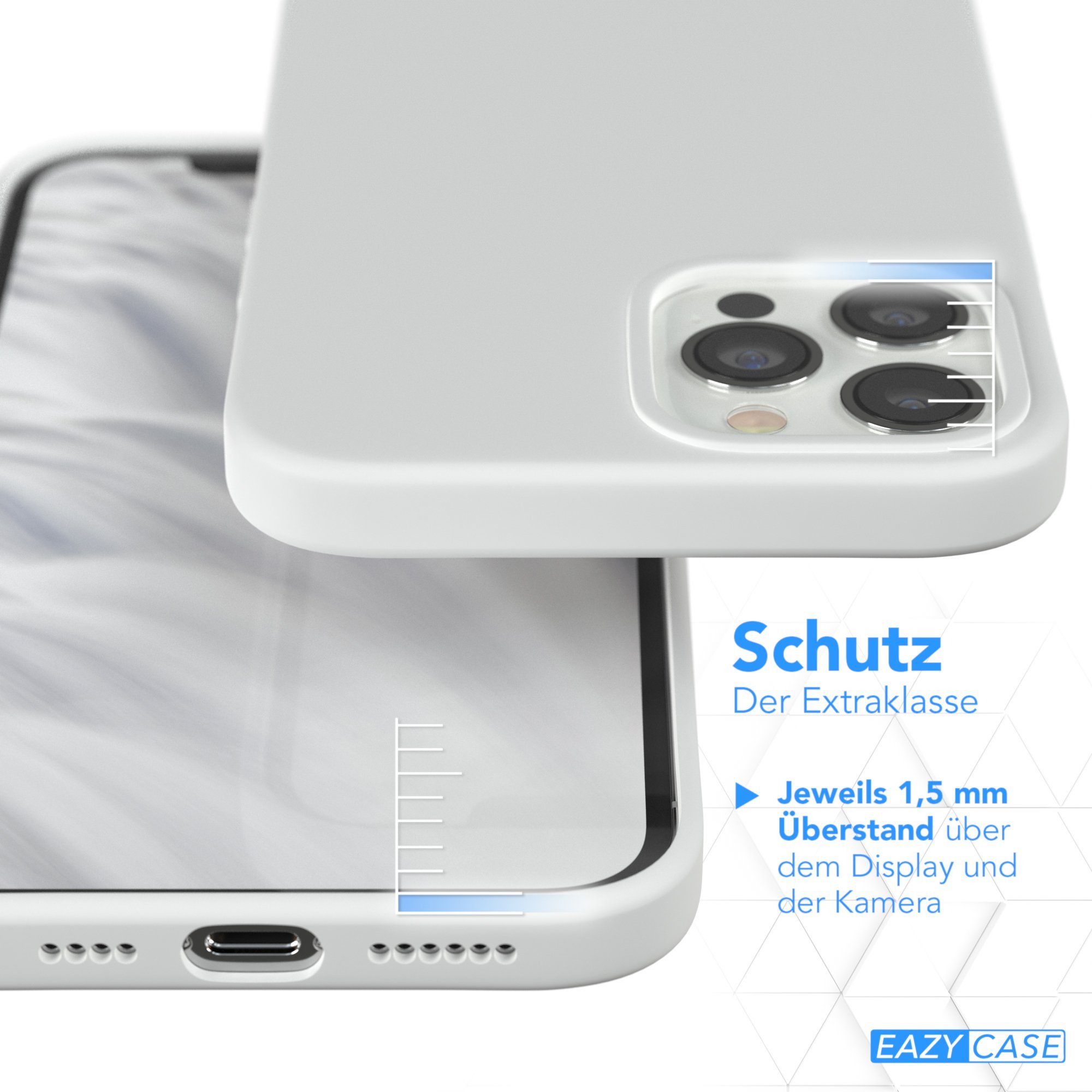 EAZY CASE Handyhülle Premium Silikon Case für Apple iPhone 12 Pro Max 6,7 Zoll, Silikon Schutzhülle mit Kameraschutz kratzfest Handy Softcase Weiß
