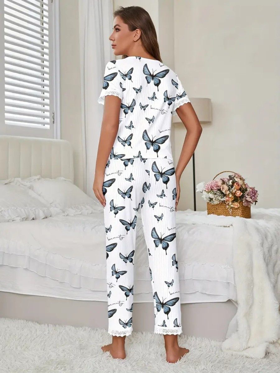 Elegant Love Pyjama Schlafanzug für Damen – gemütliche Loungewear mit Blume günstig online kaufen