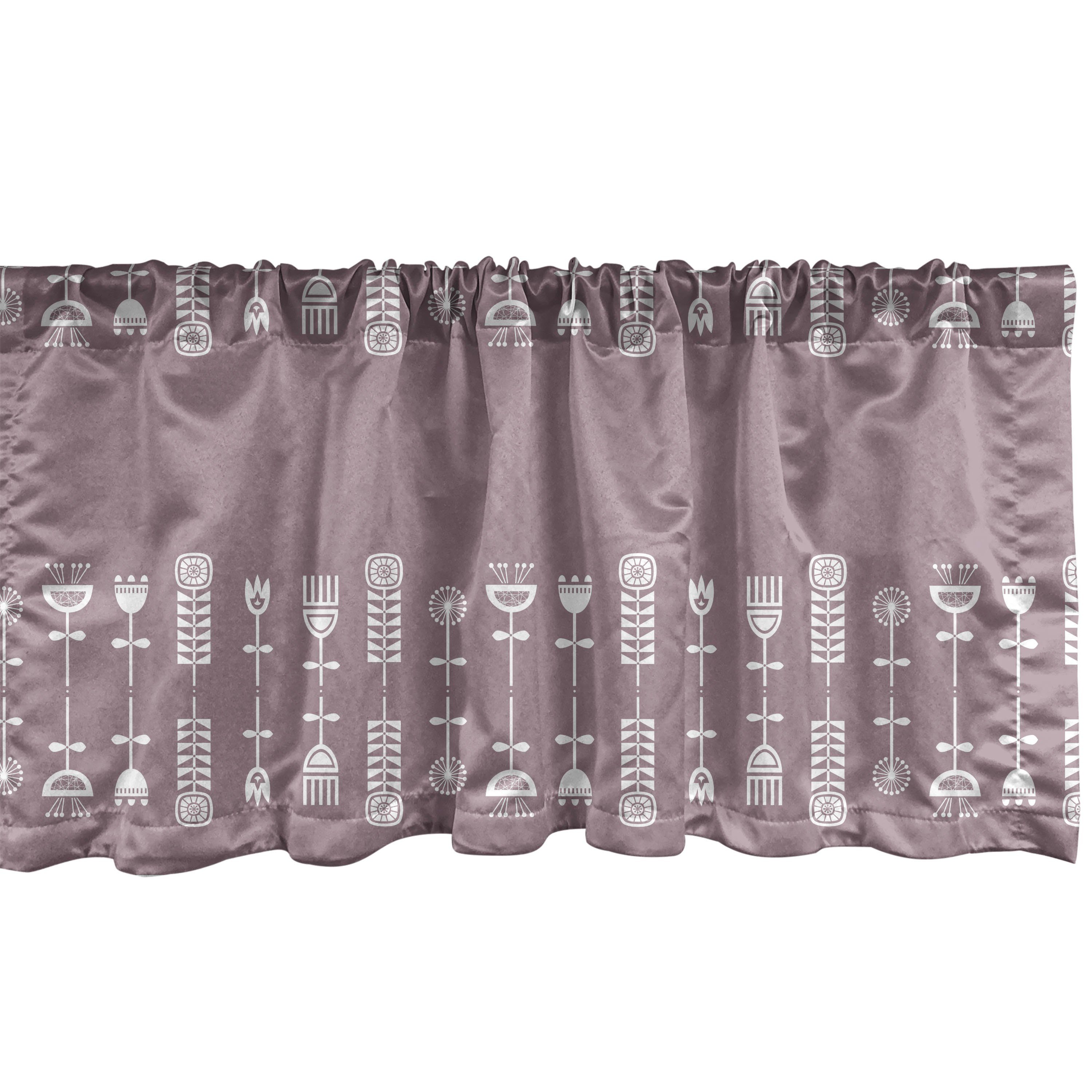 Scheibengardine Vorhang Volant für Küche Schlafzimmer Dekor mit Stangentasche, Abakuhaus, Microfaser, Botanik Volkskunst-Art-Blumen-Gekritzel