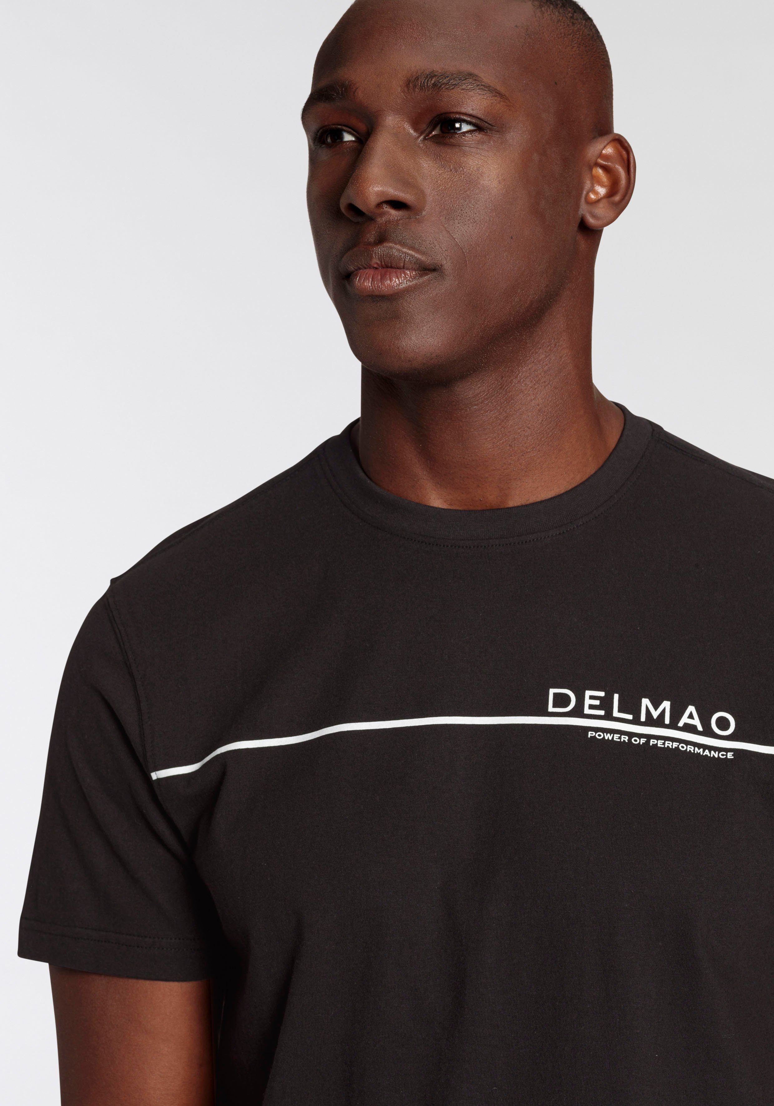 DELMAO T-Shirt mit modischem Brustprint NEUE schwarz MARKE! 