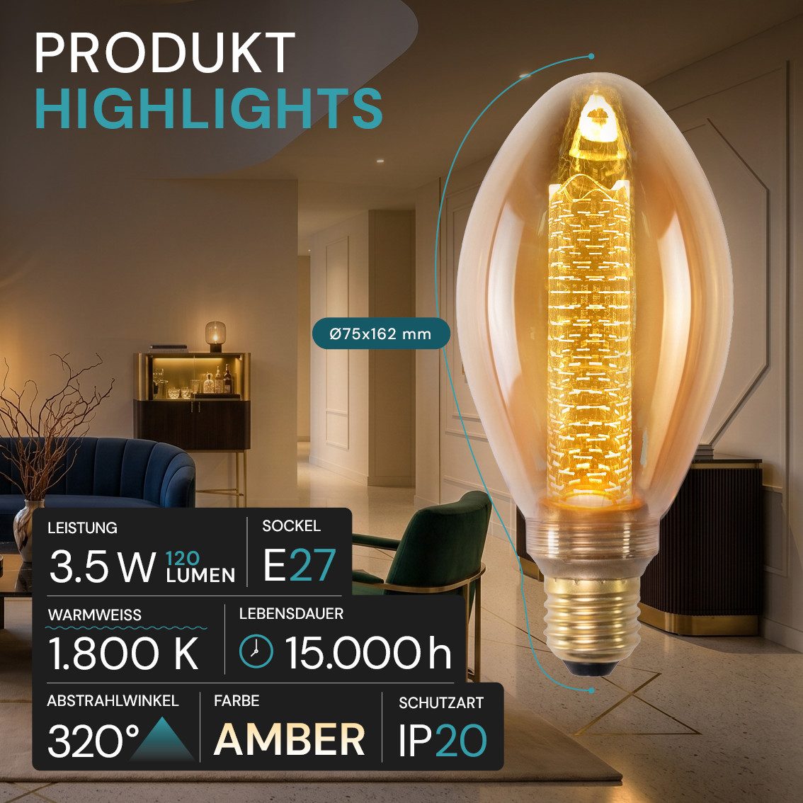 LUXULA LED-Leuchtmittel LUXULA LED-Leuchtmittel E27 3,5 W 1800 K Warmweiß, E27, Warmweiß