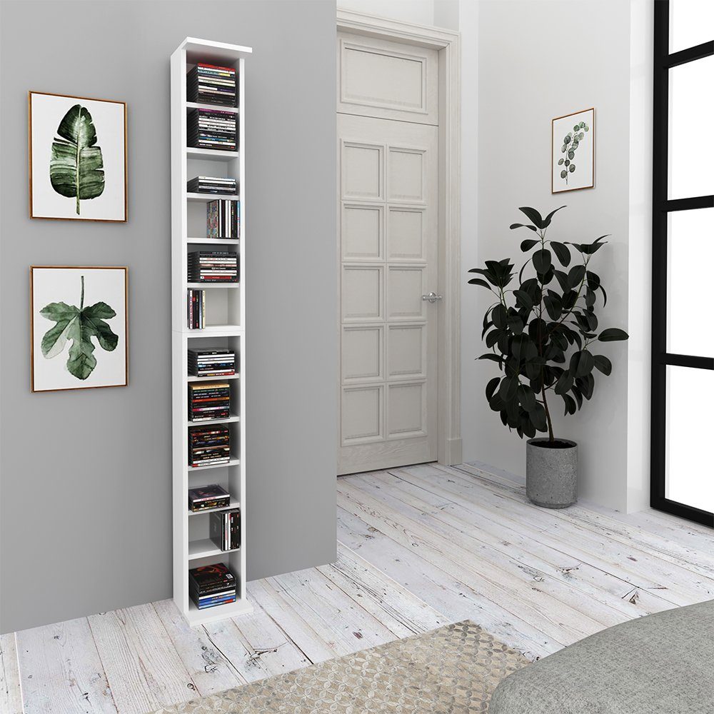 Vicco CD-Regal, Weiß/Weiß, 21 x 91.8 cm Groß 2er set günstig online kaufen