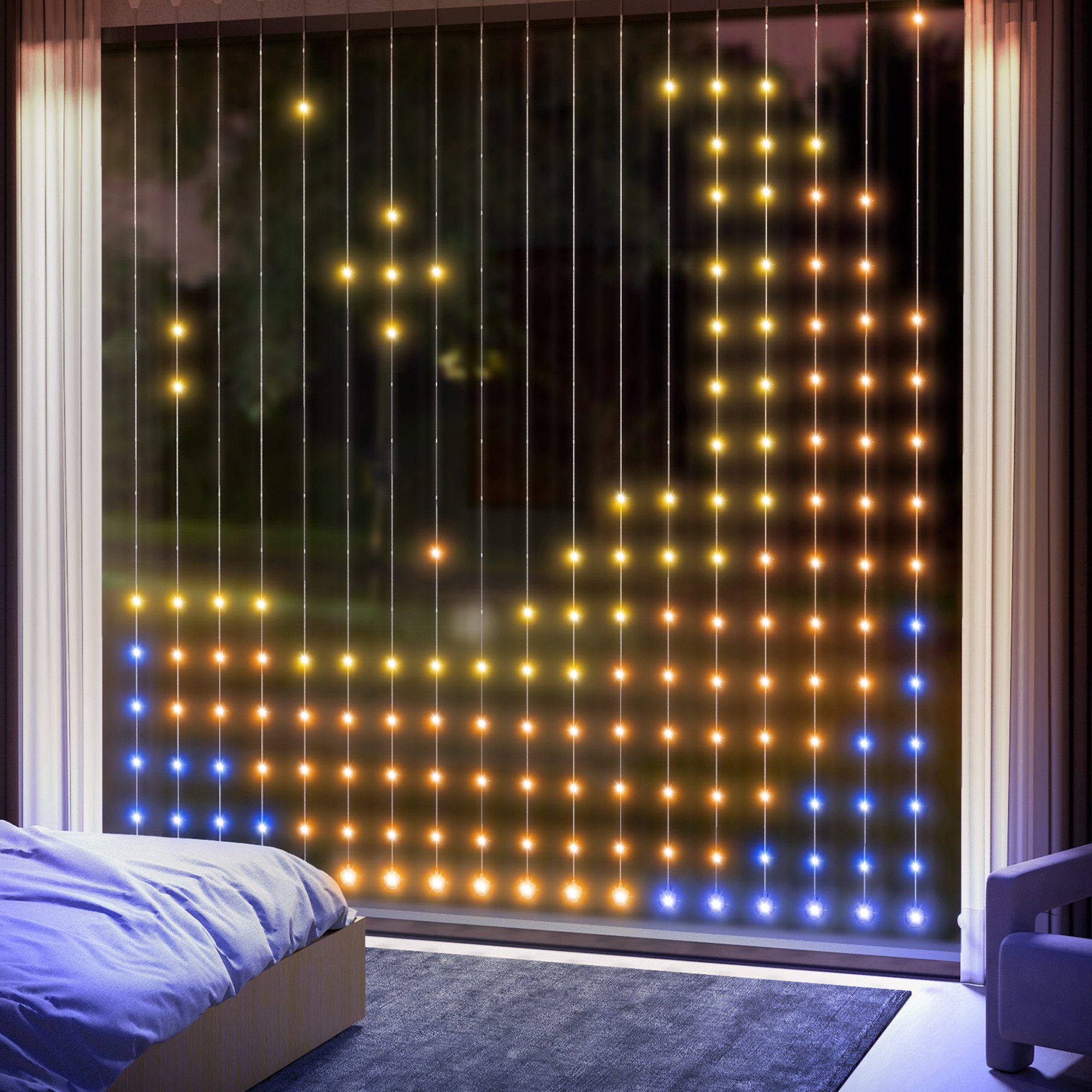 HOMCOM Stehlampe 3×3m, 400 LEDs, mit verstellbare Helligkeit, Musik-Synchro günstig online kaufen
