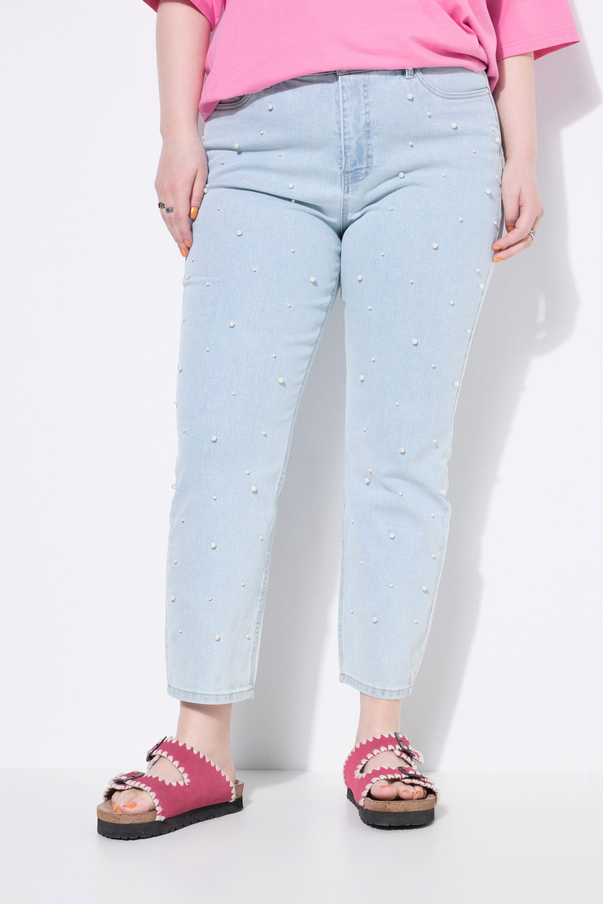 Studio Untold Regular-fit-Jeans Mom-Jeans Zierperlen 5-Pocket günstig online kaufen