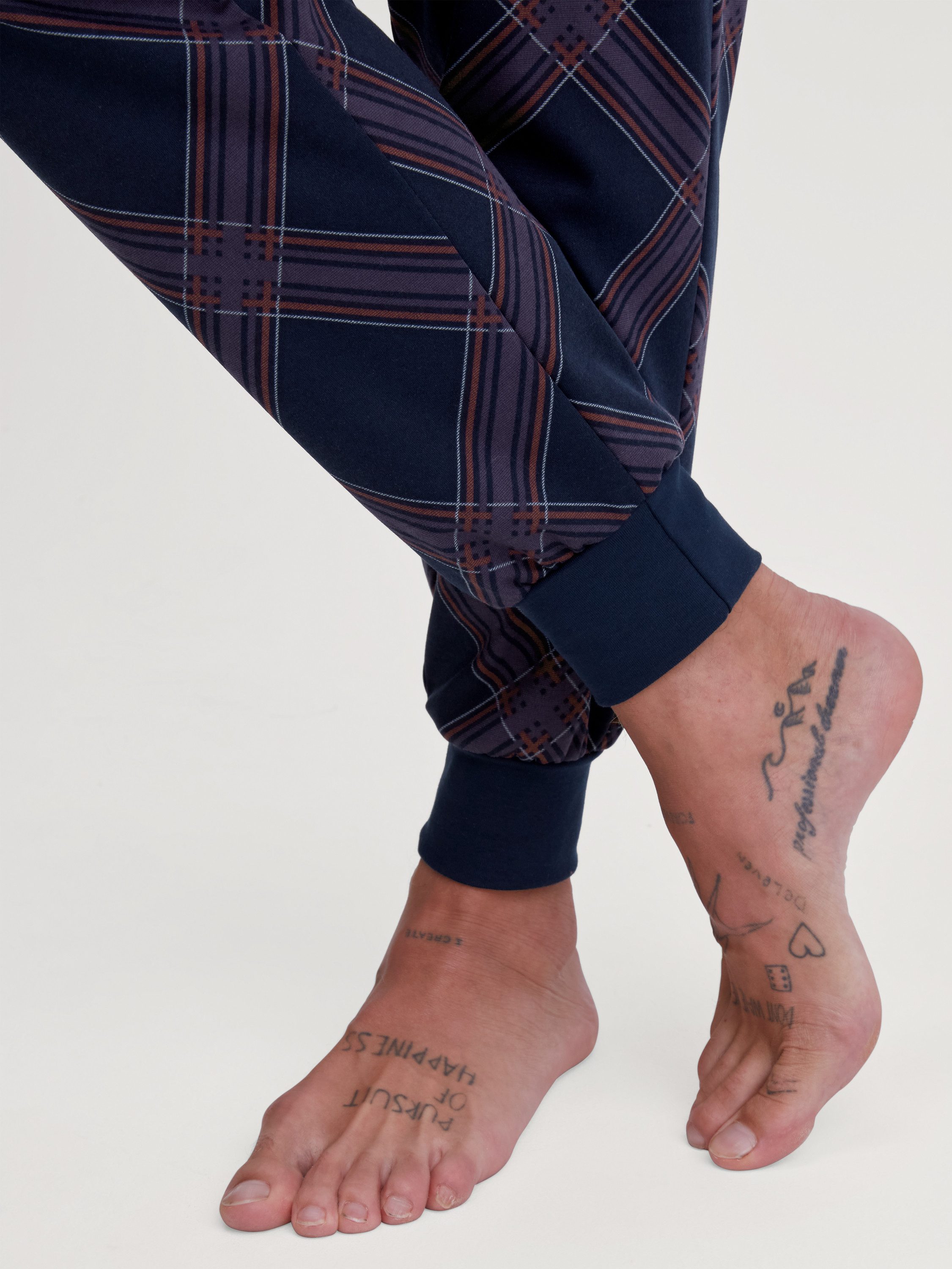 CALIDA Pyjama Relax Comfy Herren (2 tlg) 100% dicker Baumwolle, stoffüberzogener Gummibund, lockerer Schnitt