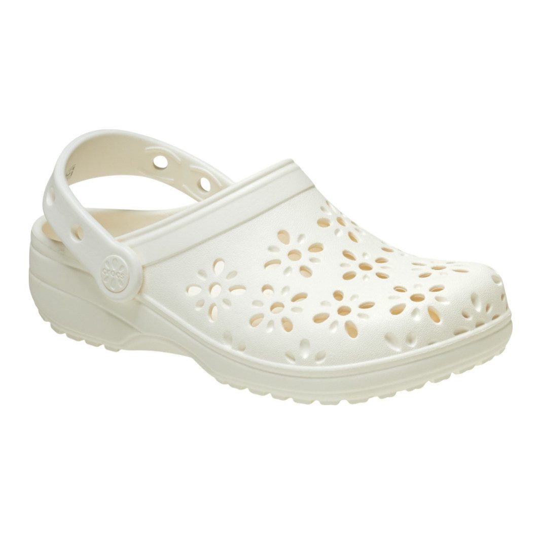 Crocs Sandale Classic Floral Cut Out Clog weiss Damen Badeschuh günstig online kaufen