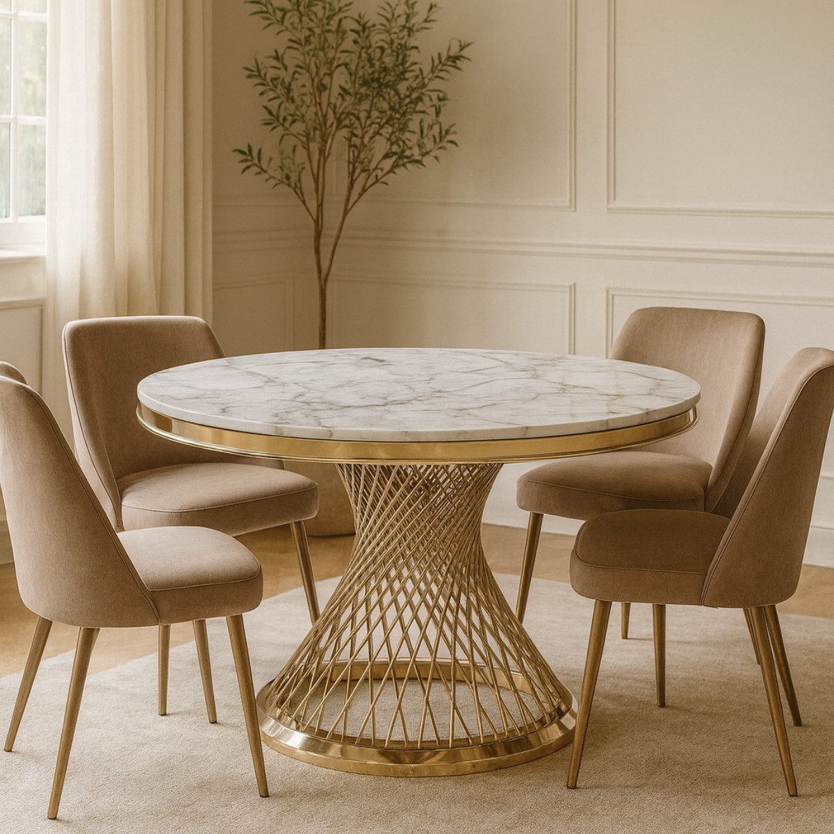 alesvelt Wohnzimmertisch edler Esstisch echtes Marmor 130cm goldenes Edelst günstig online kaufen