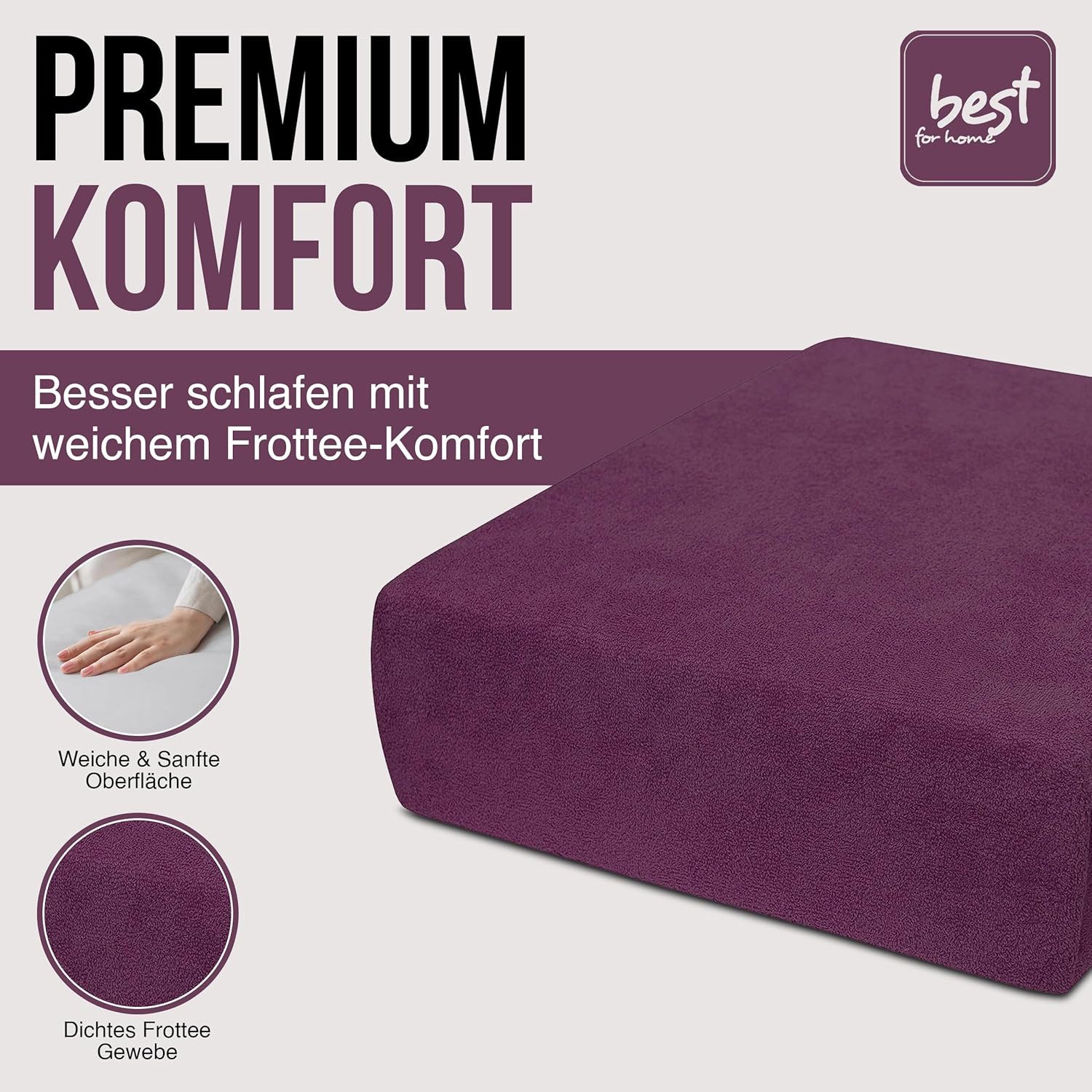 Best for You Spannbettlaken Terry Spannbettlaken–Flauschiger Handtuchstoff für Komfort & Passform, Frotte, Gummizug: Rundum, (1 Stück), Weich, flauschig, atmungsaktiv, hautfreundlich