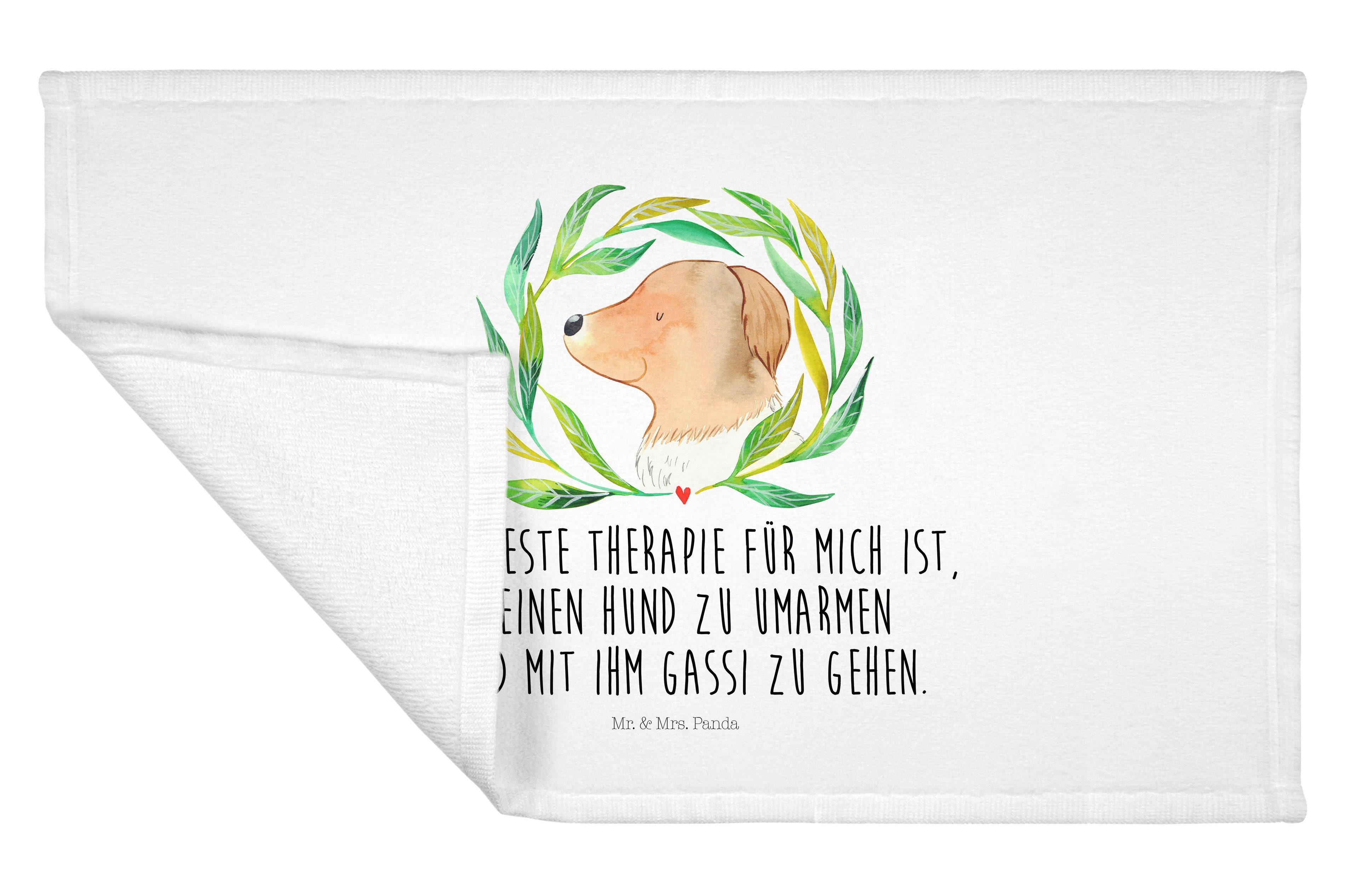 Hundeliebe, Weiß Handtuch (1-St) - Hund Mrs. & Gästetuch, Tierliebhaber, S, Geschenk, Mr. Panda Ranke -