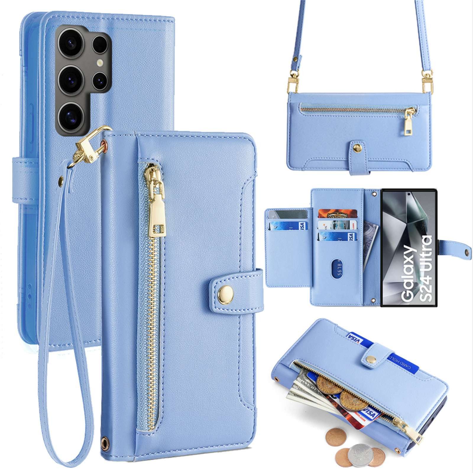 betterfon Handykette für Samsung Galaxy S26 Ultra Leder Umhänge Hülle mit Kartenfächer, Hände frei – mit Silikonhülle & Schnur für flexiblen Alltag