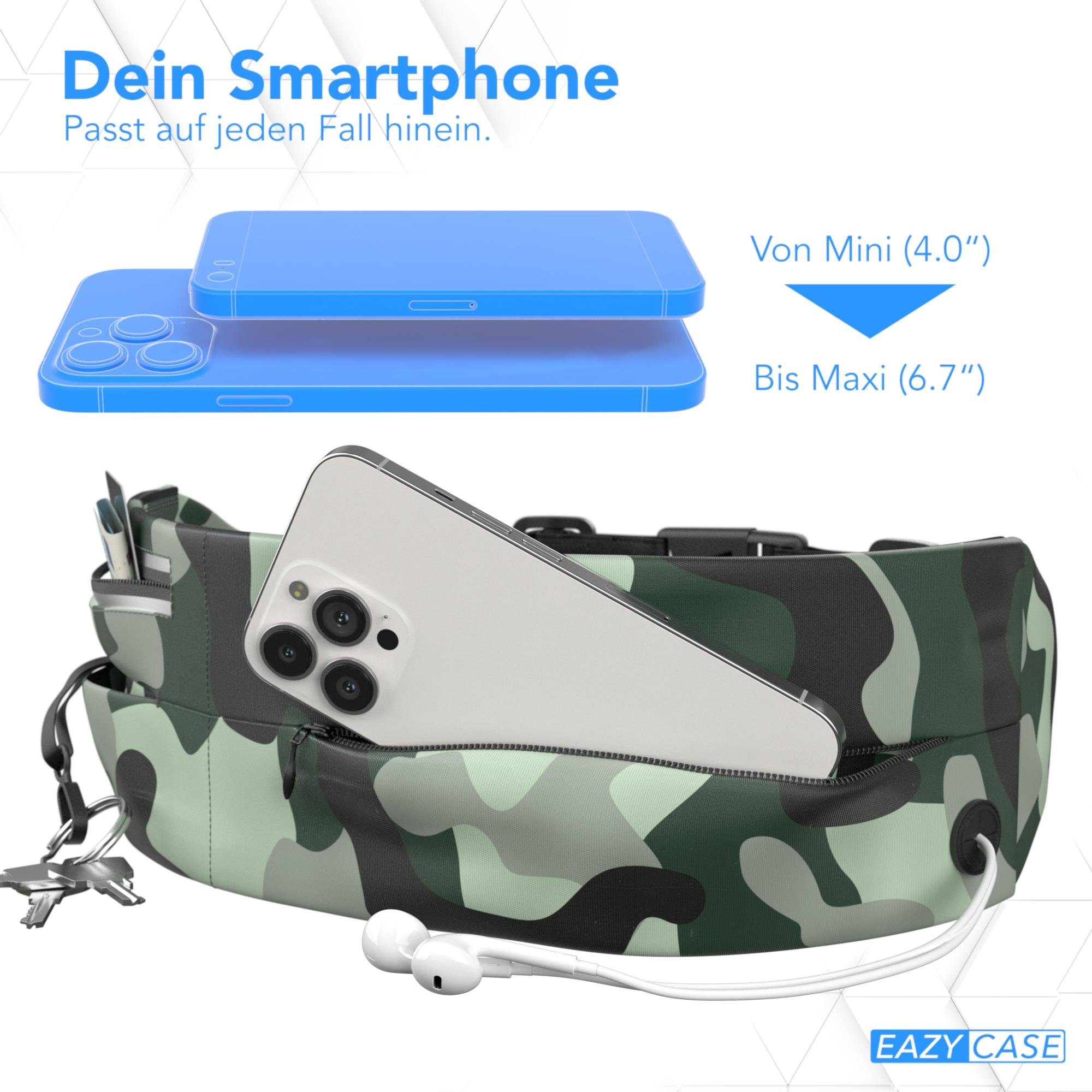 EAZY CASE Laufgürtel Universal Sport Bauchtasche Breit Laufgürtel Joggen Damen Bauchtasche Sporttasche Schwarz Camouflage