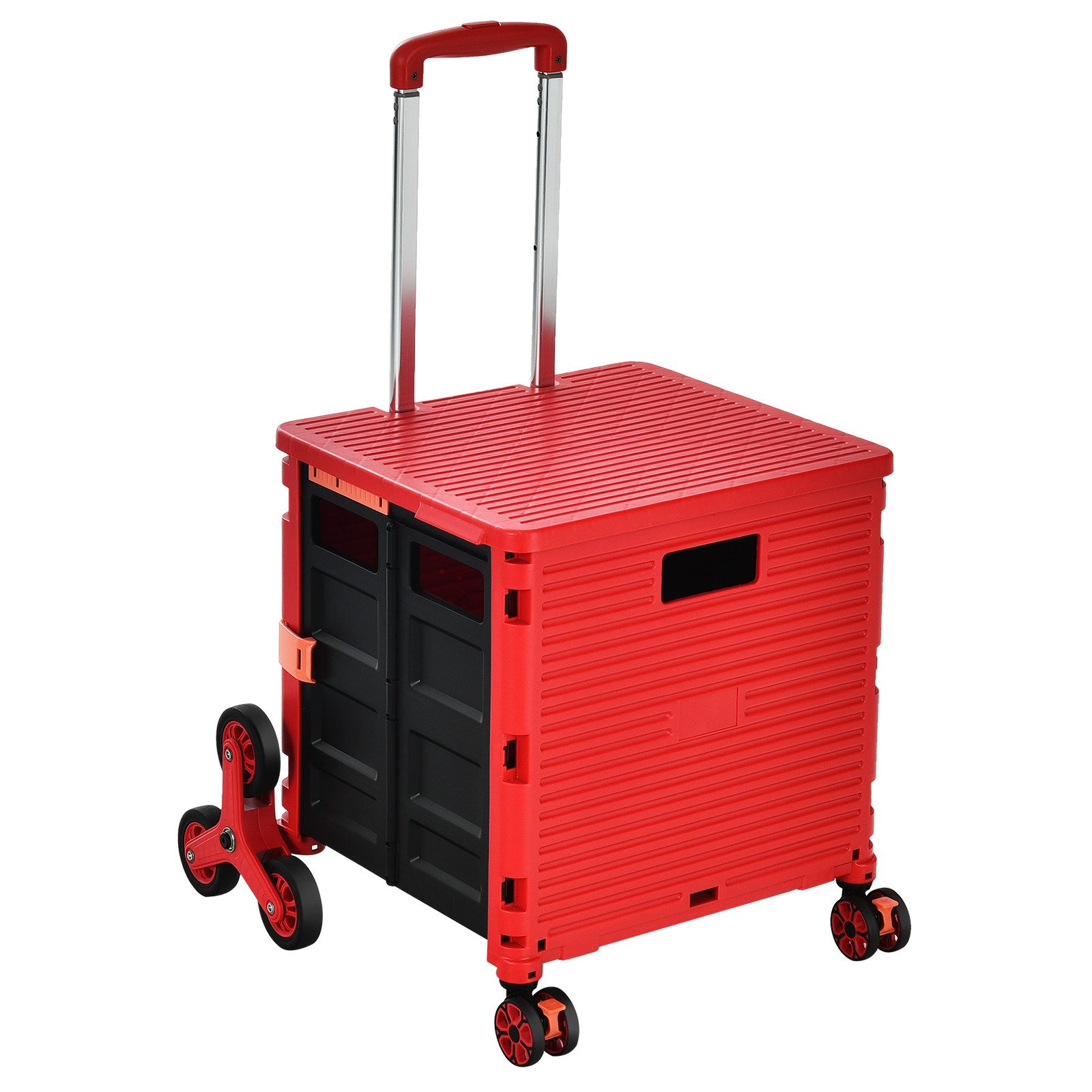 COSTWAY Einkaufstrolley, klappbar, bis 70kg, mit Teleskop Griff, 8 Rädern