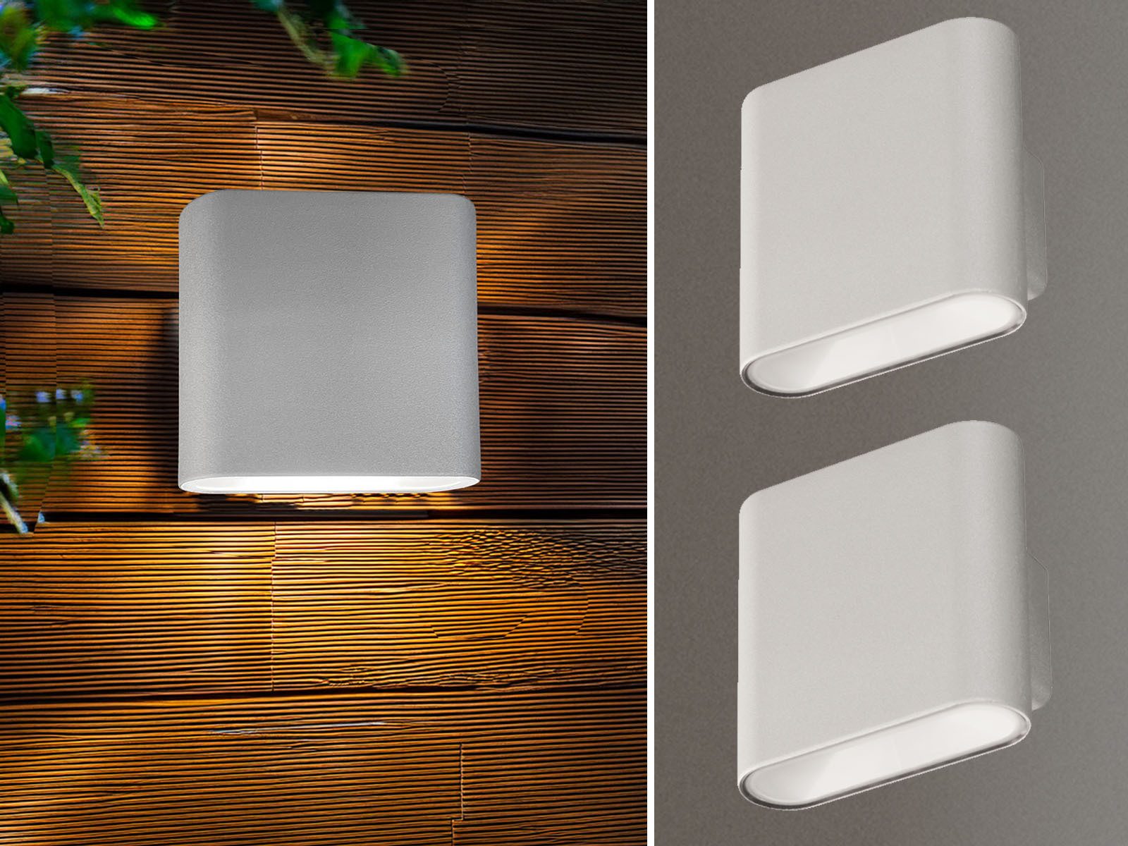 easy! BY FHL LED Außen-Wandleuchte, Bewegungsmelder, LED fest integriert, Warmweiß, 2er SET Outdoor Akkulampen, Fassadenbeleuchtung ohne Strom, 10cm breit