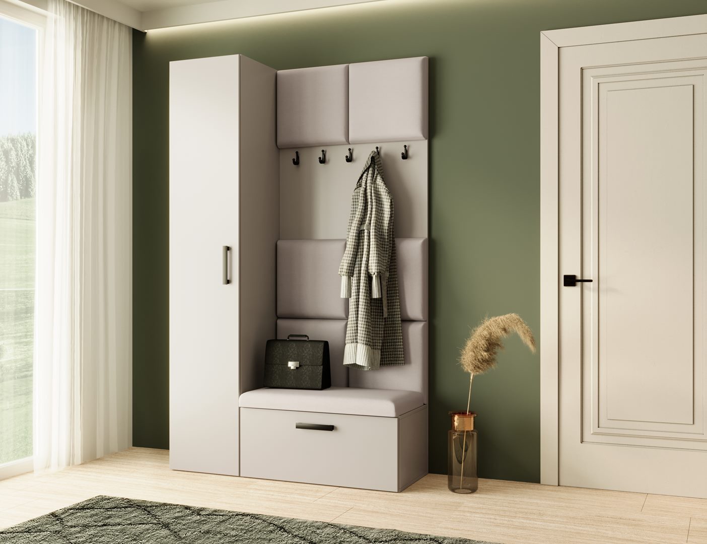 Beautysofa Garderobenschrank mit schmalem eintürigen Kleiderschrank mit Kle günstig online kaufen