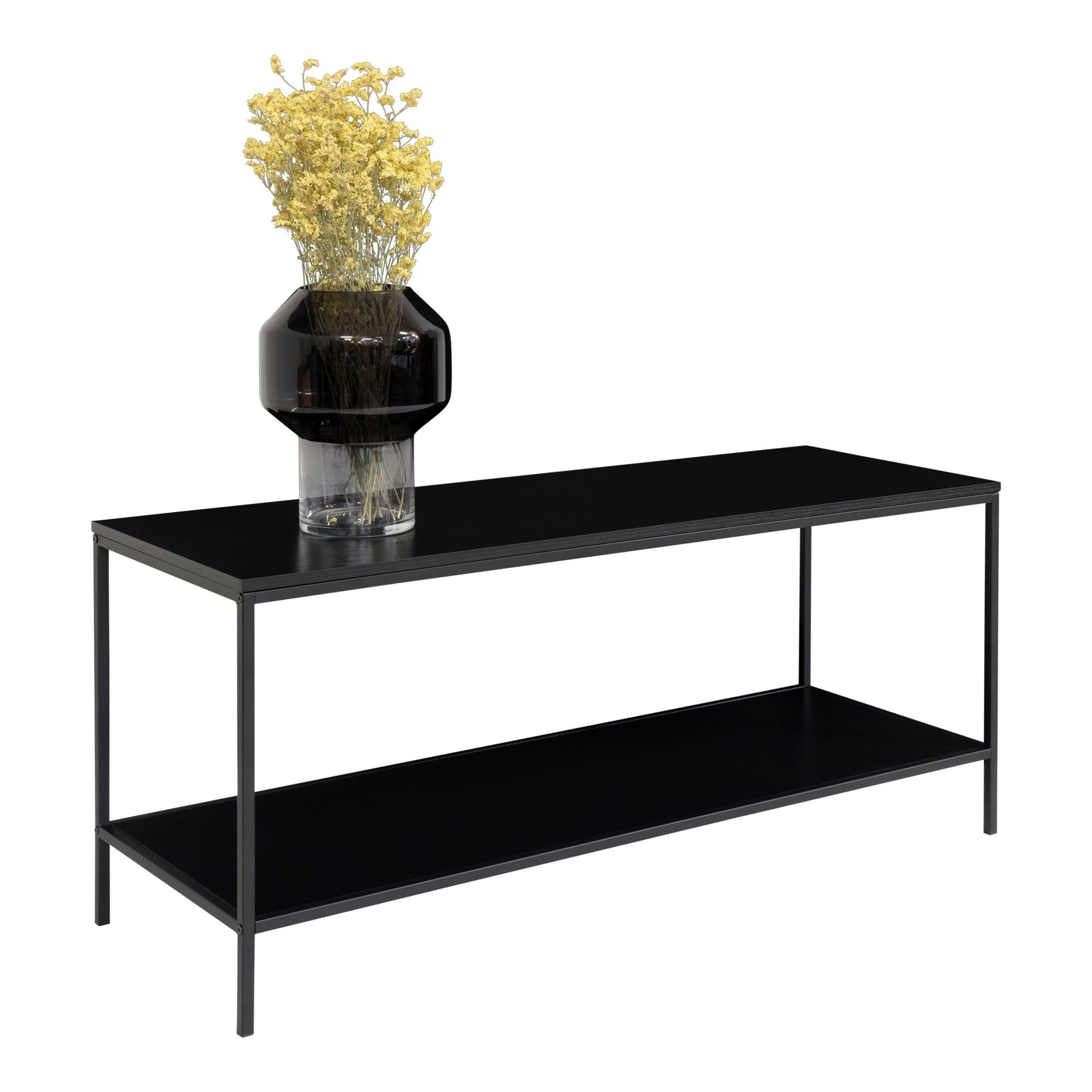 TV-Bank in Schwarz, Melamin - 100x45x36cm (BxHxT)