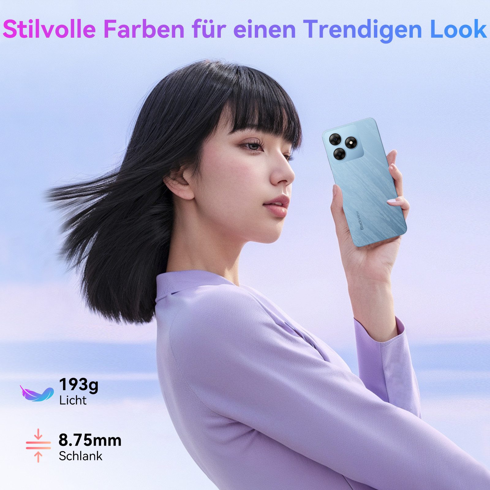 blackview Wave8C 64GB 6.56'' Smartphone (13 MP Kamera, Android 14, Dual SIM 4G, AI-Dialog)