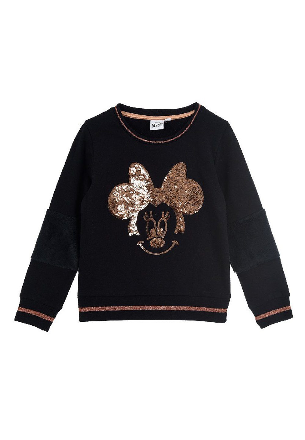 Disney Minnie Mouse Sweatshirt Kinder Mädchen Pulli Sweater Pullover Motiv aus Pailletten Schwarz