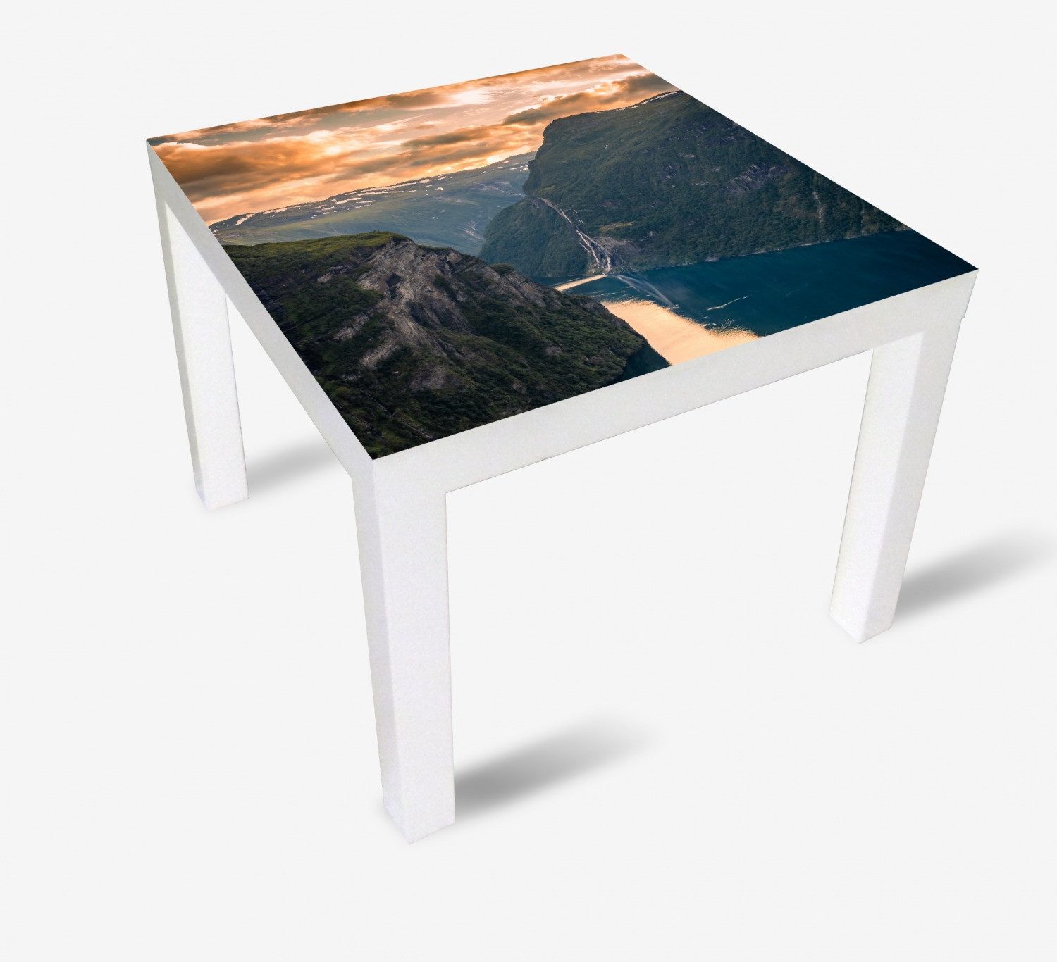 Wallario Tischplatte Fjord bei Sonnenuntergang (1 St), für Ikea Lack Tisch geeignet