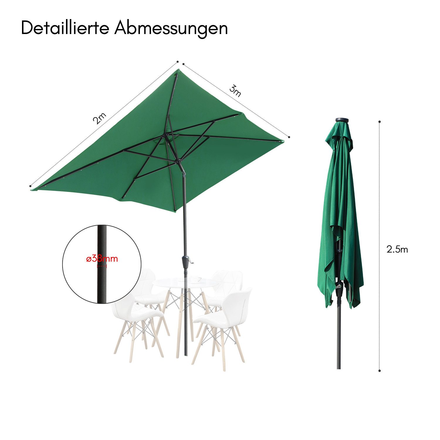 Clanmacy Sonnenschirm Sonnenschirm Rechteckig,Kurbel,Knickbar,Eisen,neigbar günstig online kaufen