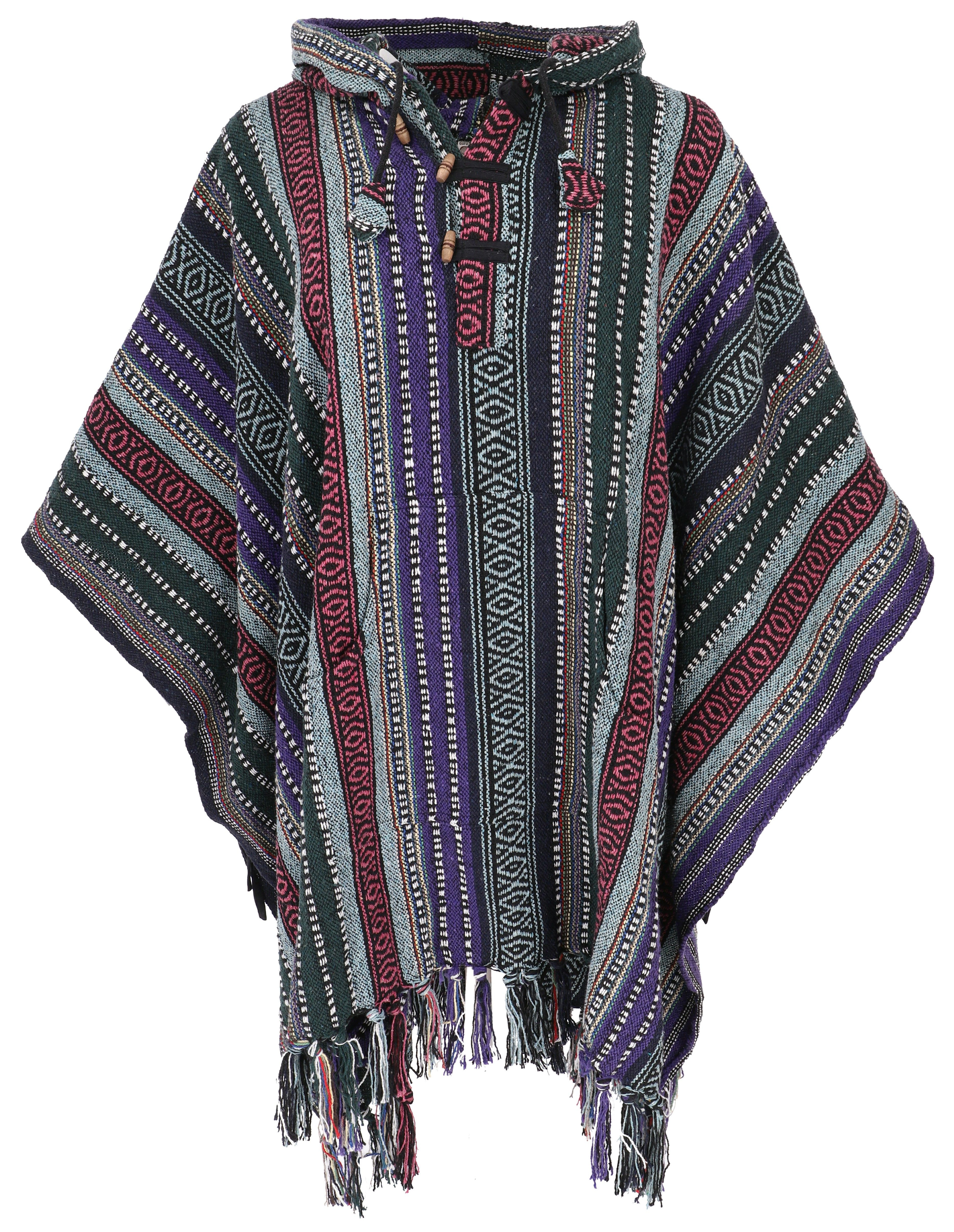 Guru-Shop Strickjacke Unisex Poncho Hippie chic, Ethno Poncho,.. alternative Bekleidung