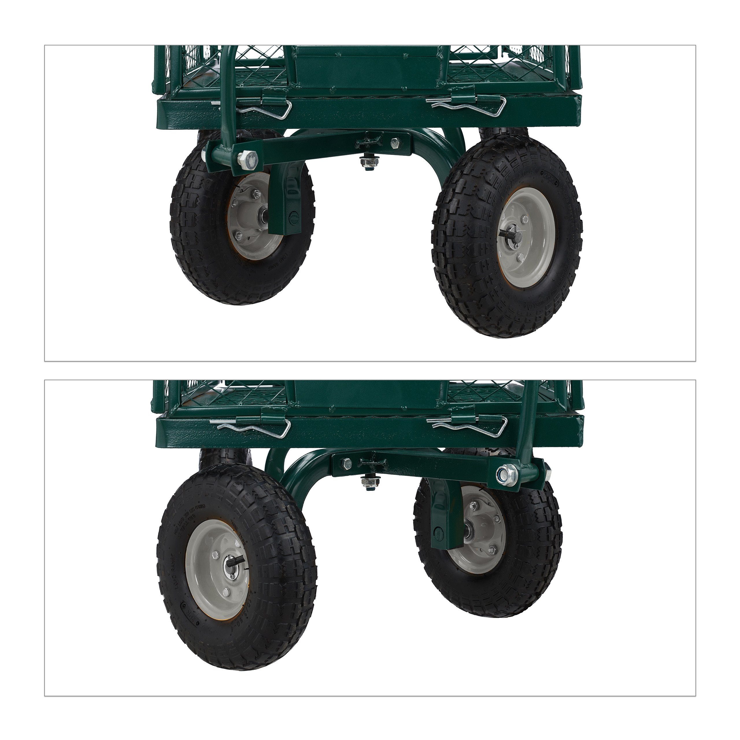 relaxdays Bollerwagen Grüner Handwagen